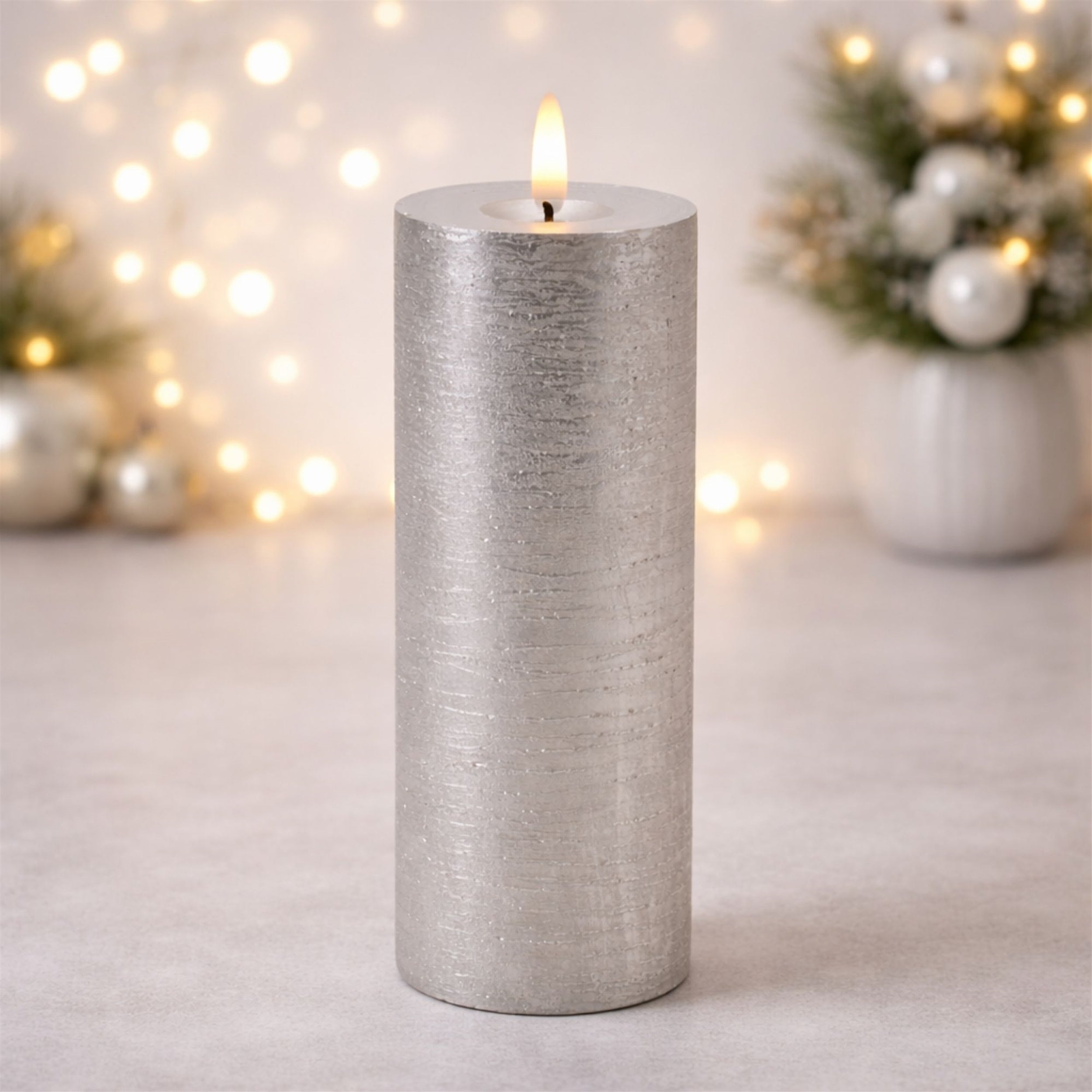 Metallic FIA Wick LED Candle, Set of 2