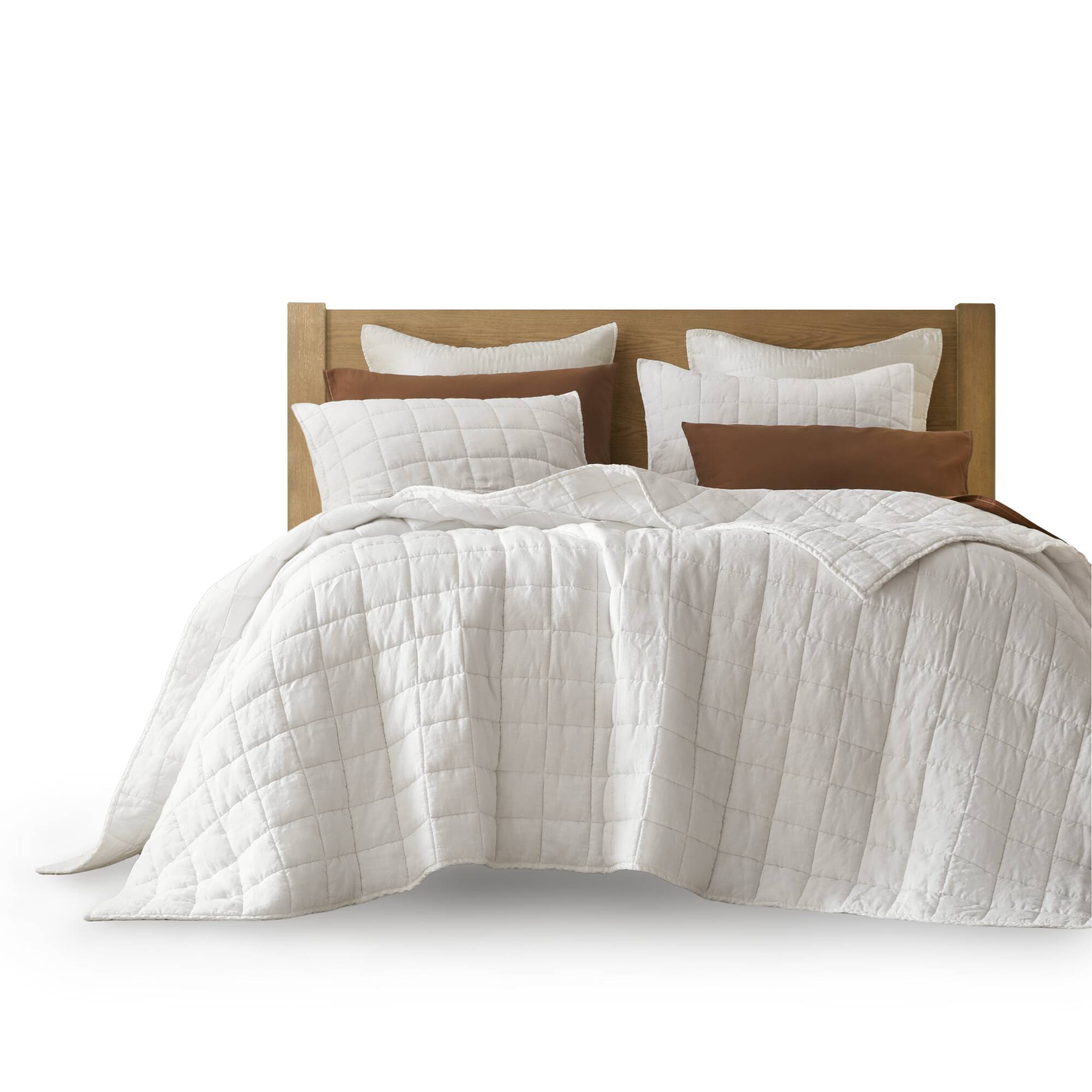 3 Piece Garment Washed French Linen Quilt Set
