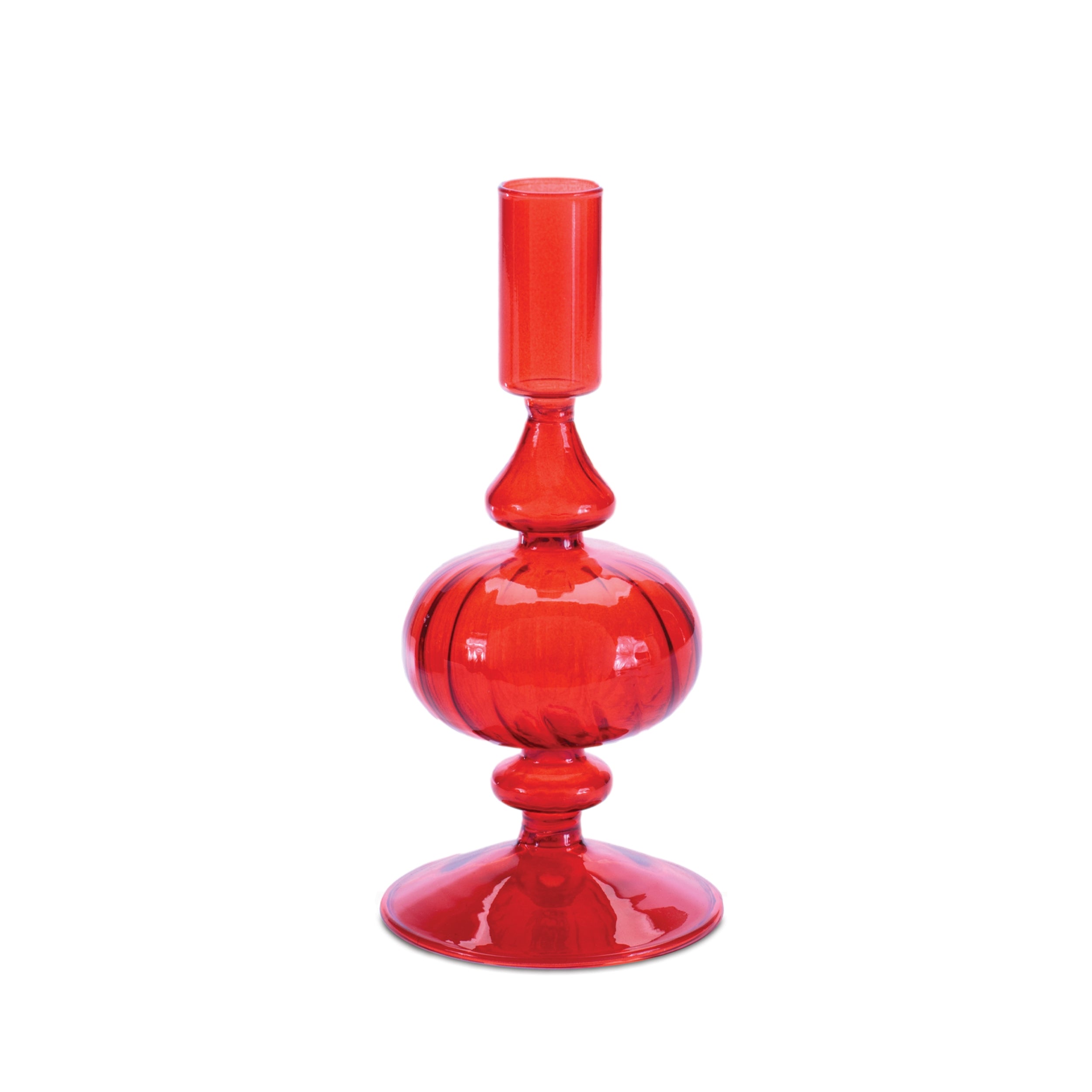 Ribbed Glass Taper Candle Holder, Set of 3
