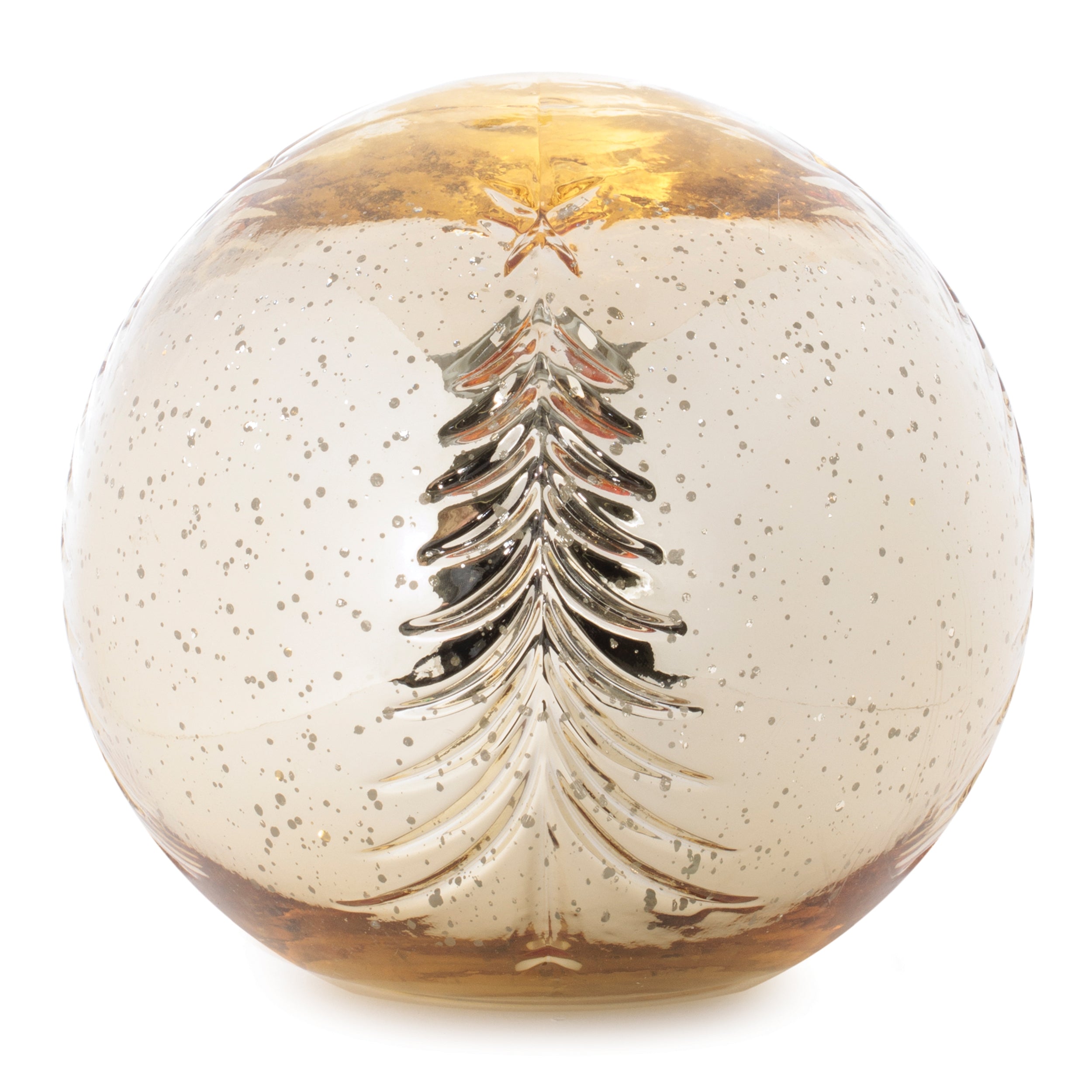 LED Snowy Etched Pine Tree Print Globe, Set of 3