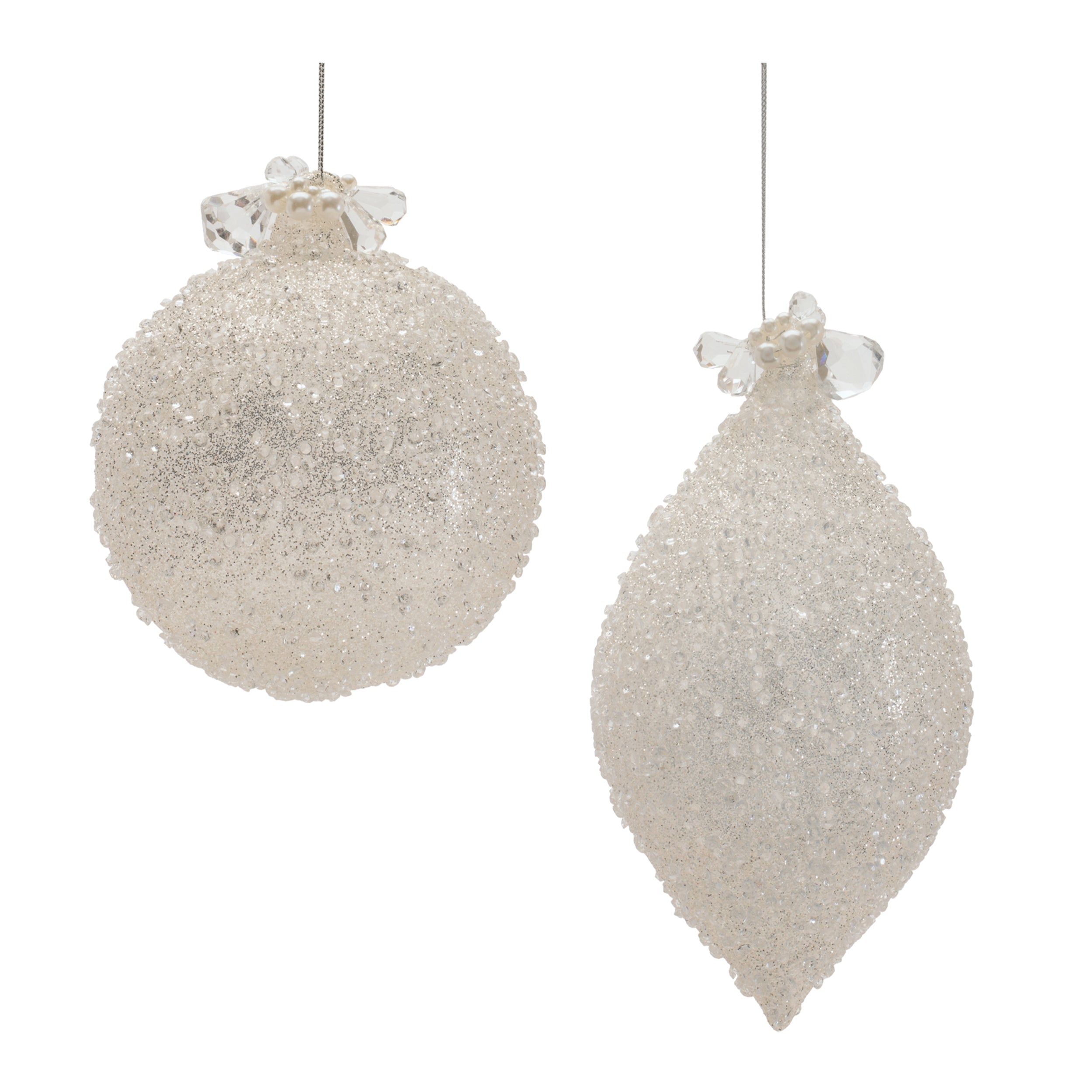 Glass Drop Ornaments, Set of 4