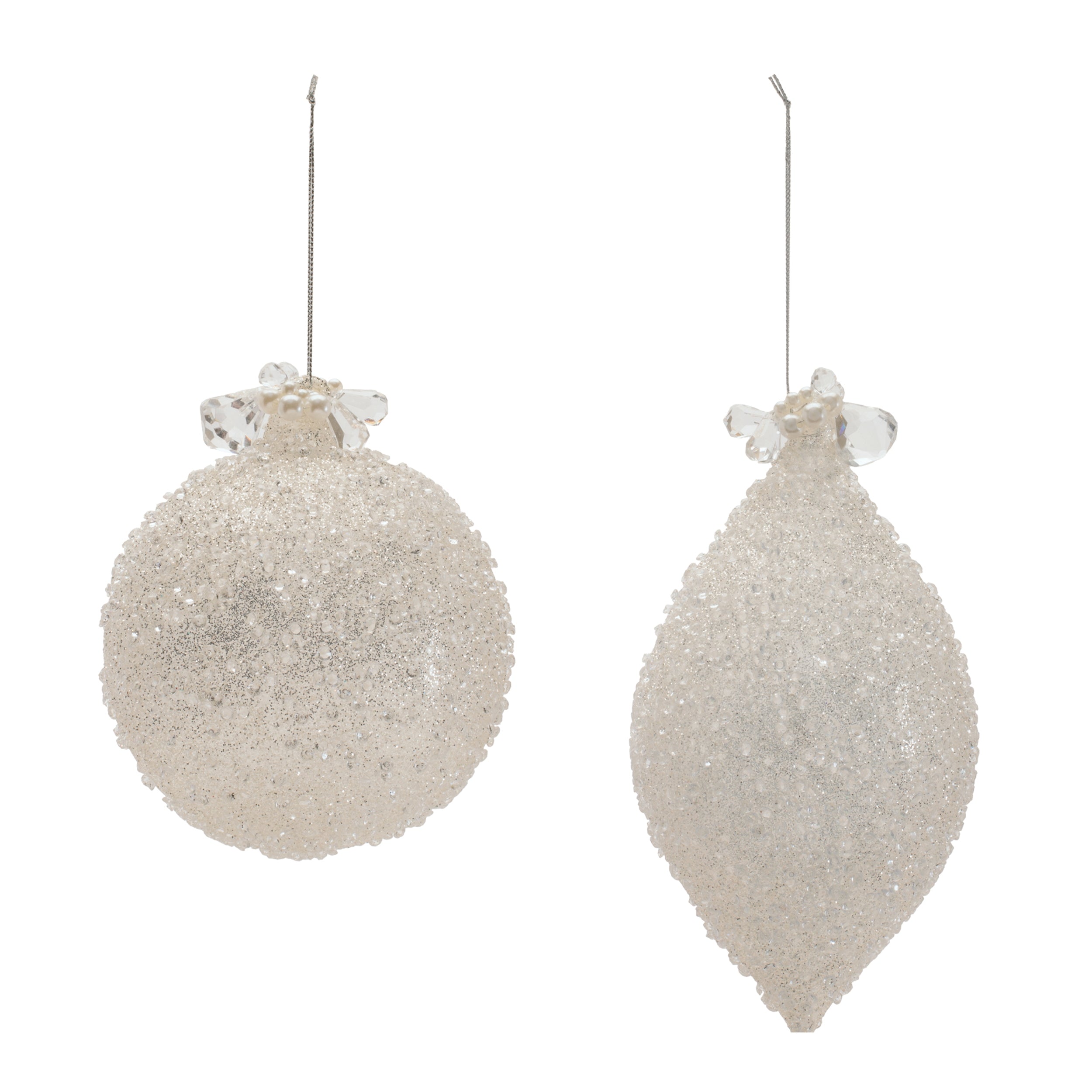 Glass Drop Ornaments, Set of 4