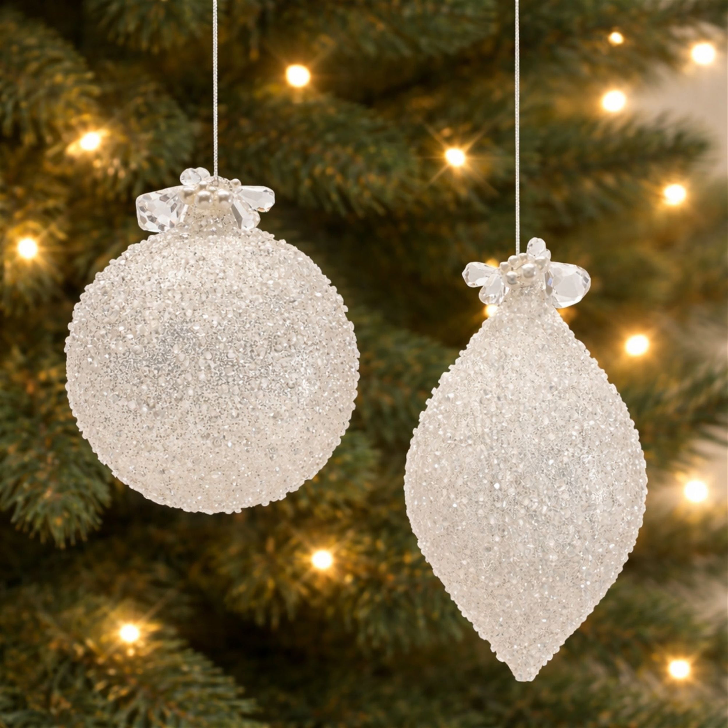 Glass Drop Ornaments, Set of 4