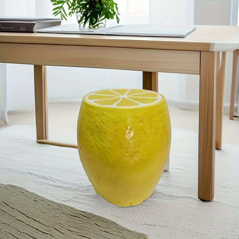 14" Yellow Lemon Resin Garden Stool