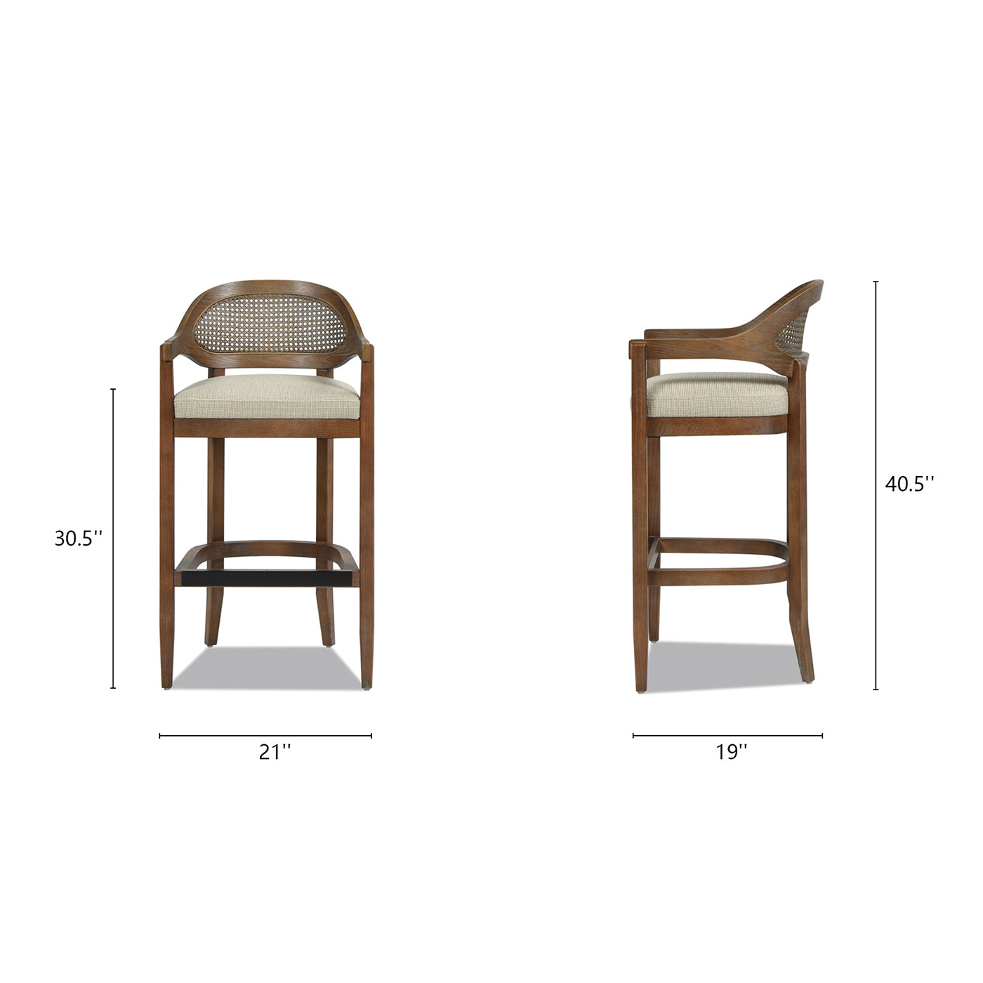 Americana Mid-Century Modern Cane Back Bar Stool