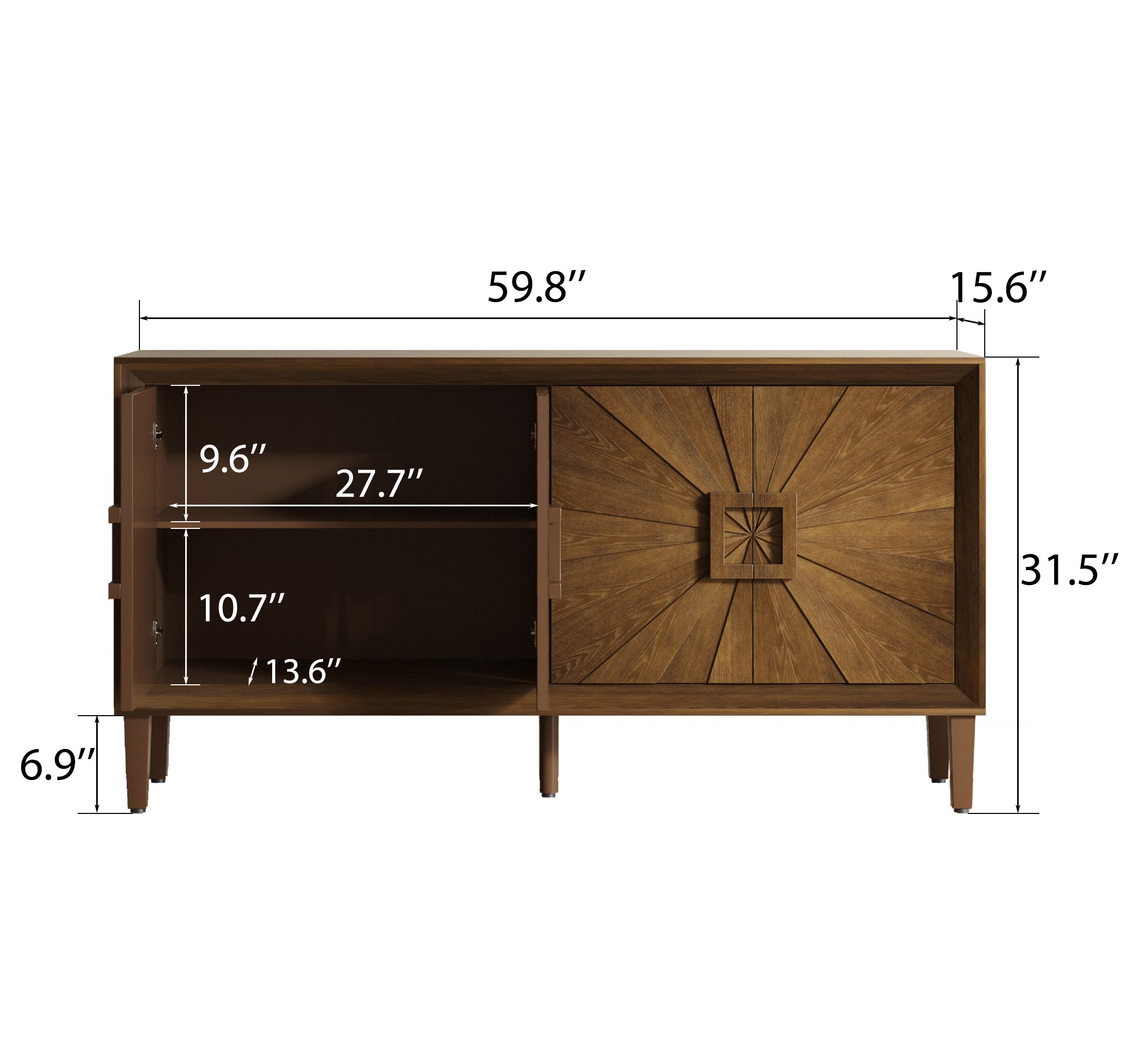 Sunburst Storage Cabinet with Adjustable Shelves