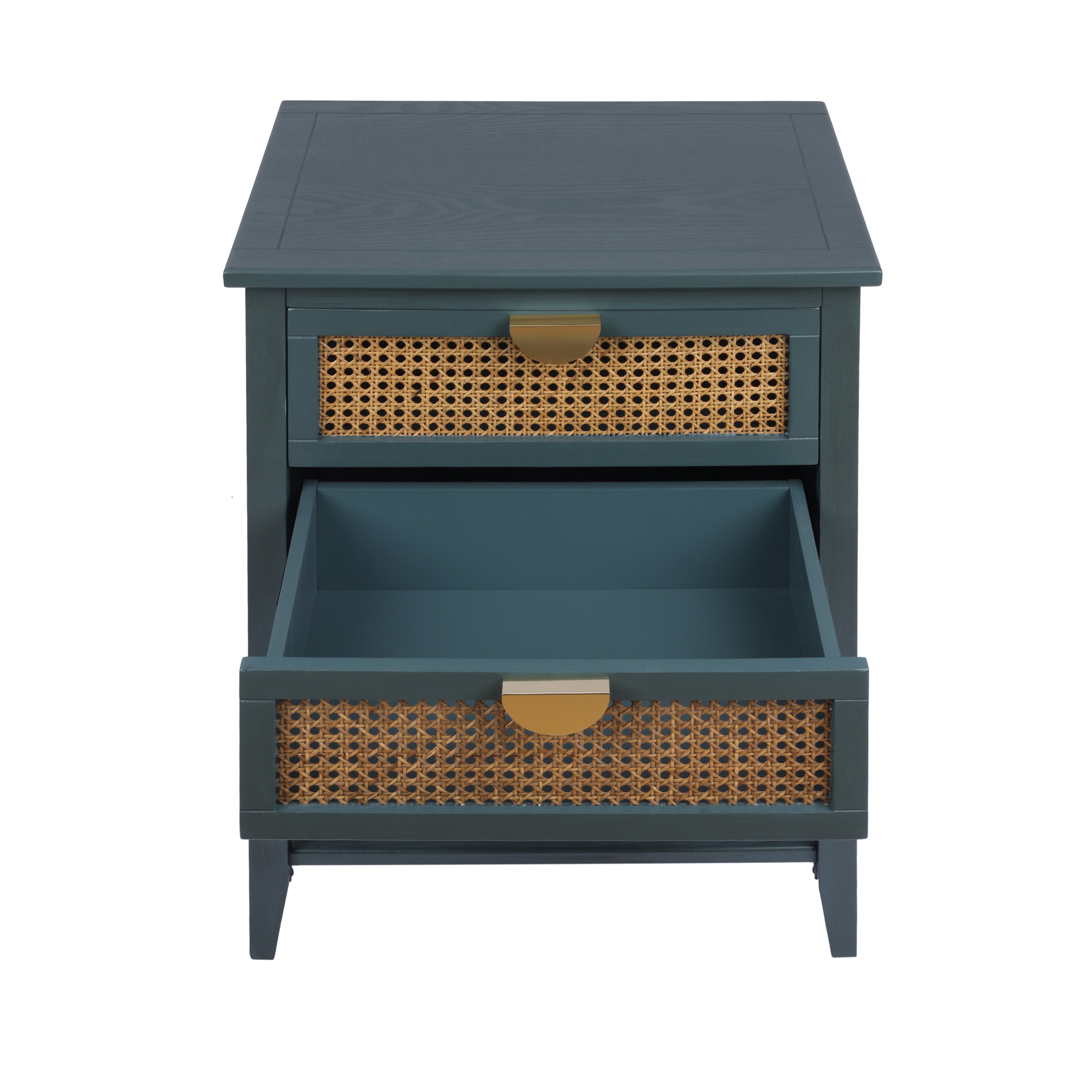 2-Drawer Side Table with Natural Rattan Drawers