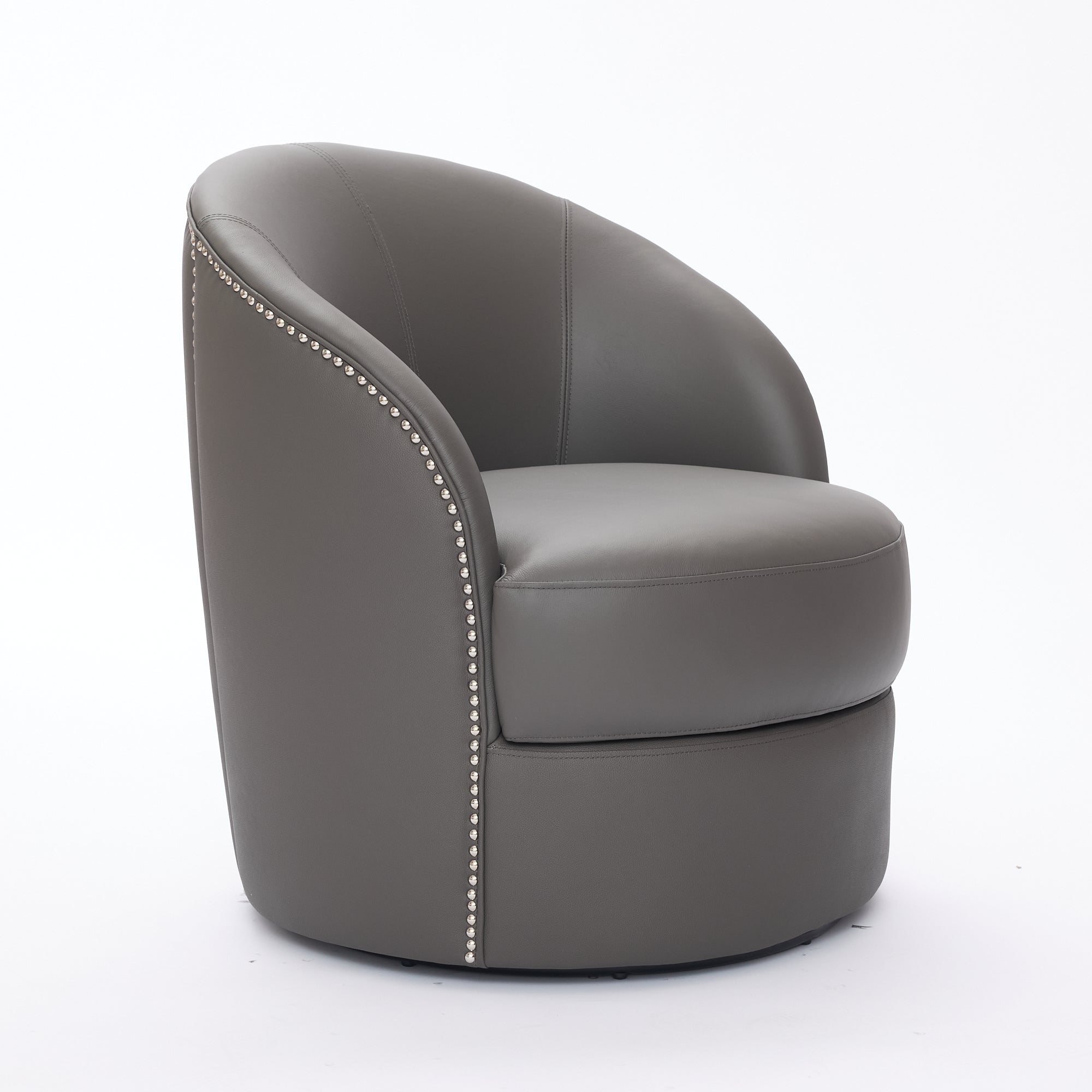 Top-Grain Leather Swivel Accent Chair