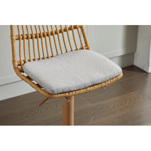 Swivel Counter Height Chair with Wicker Design and Footrest, Set of 2