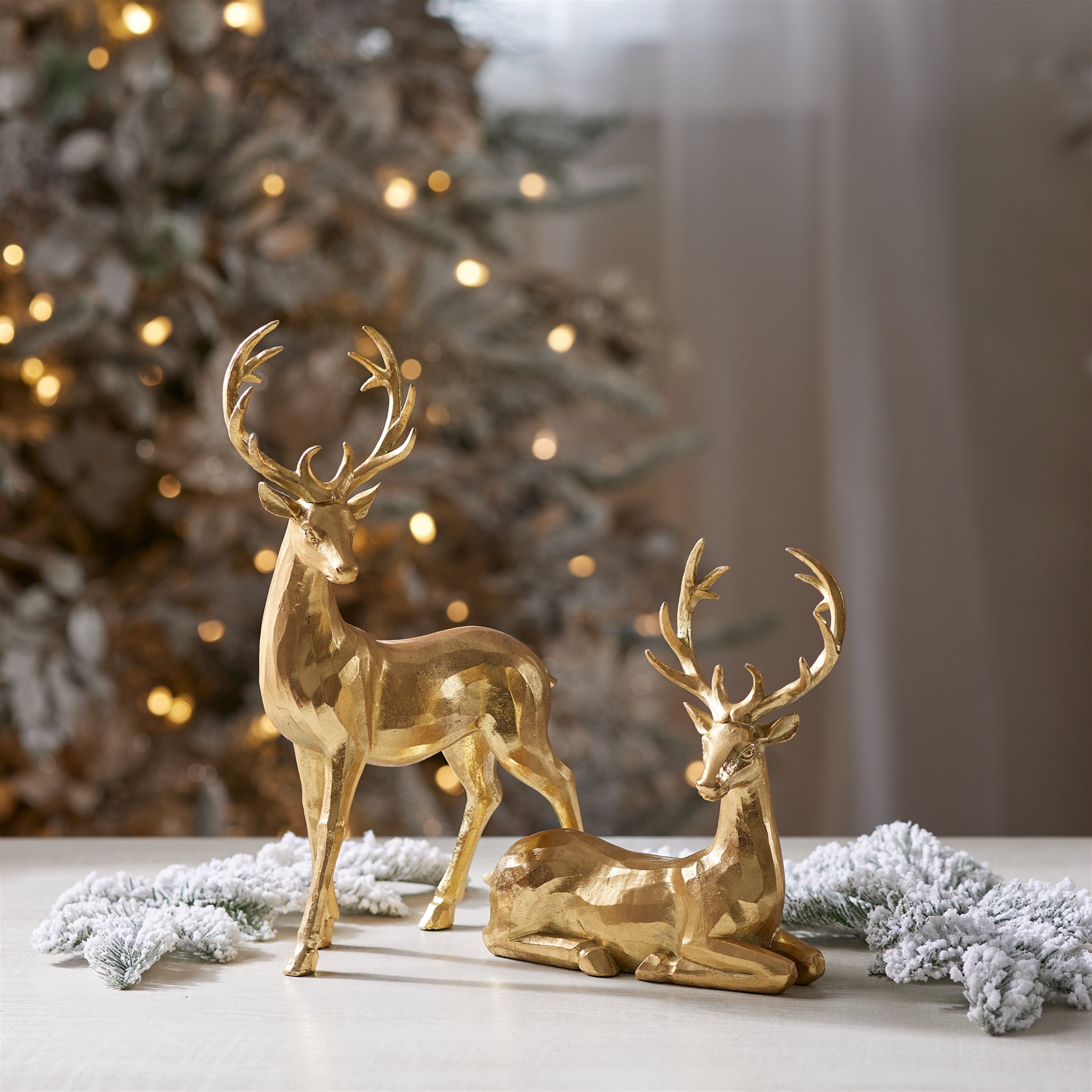 Metallic Deer Figurine, Set of 2