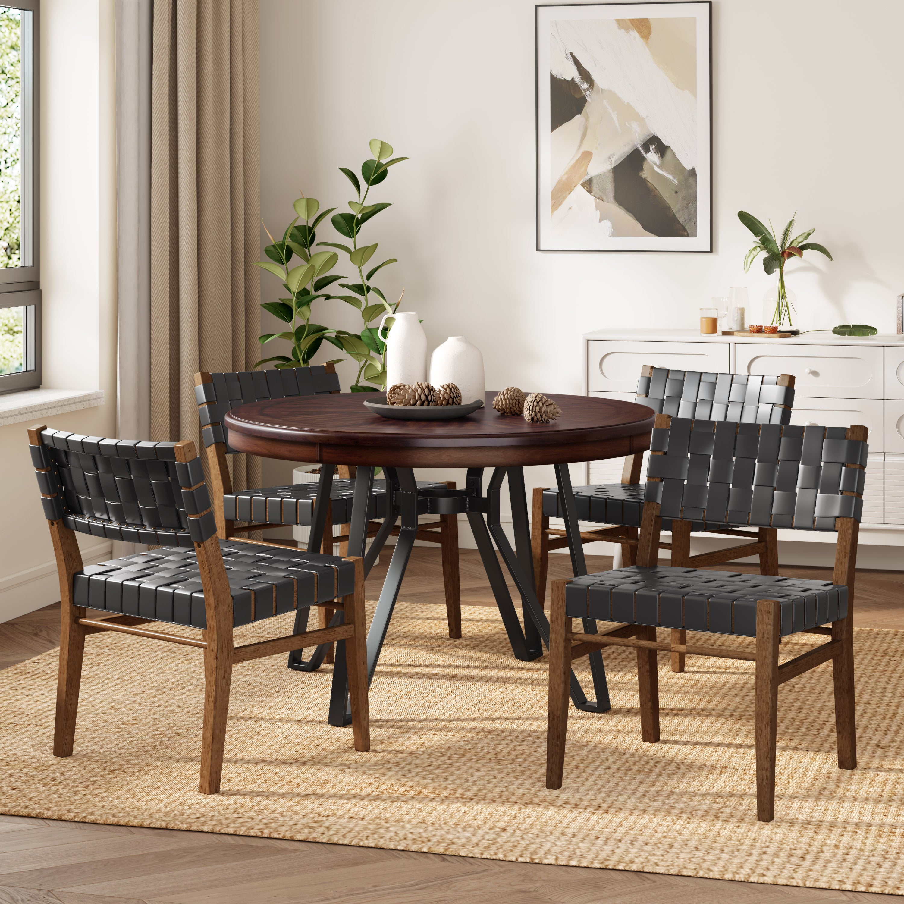 Crosswell 5-Piece Dining Set with Woven Chairs