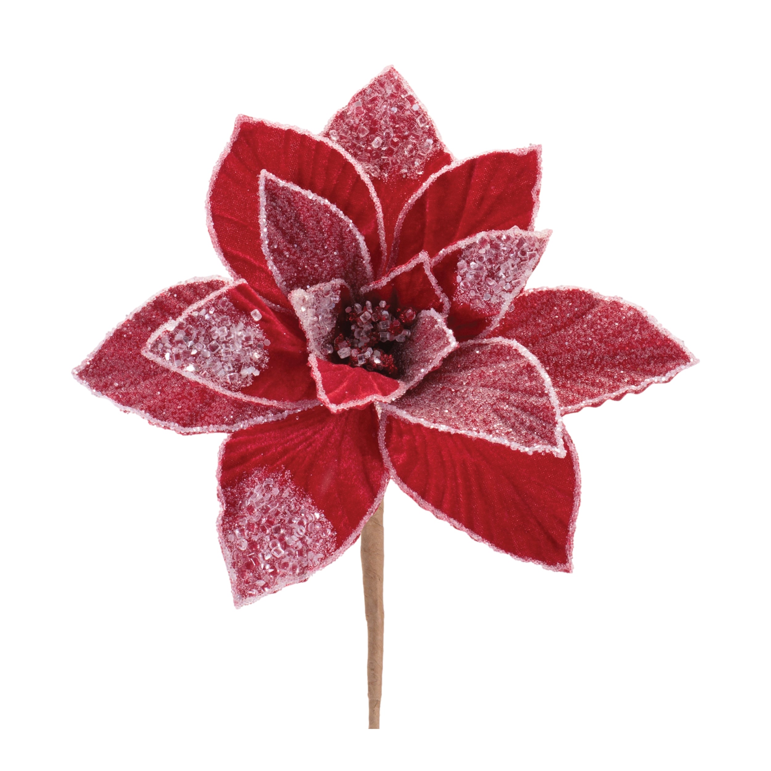 Beaded Poinsettia Flower Stem, Set of 2