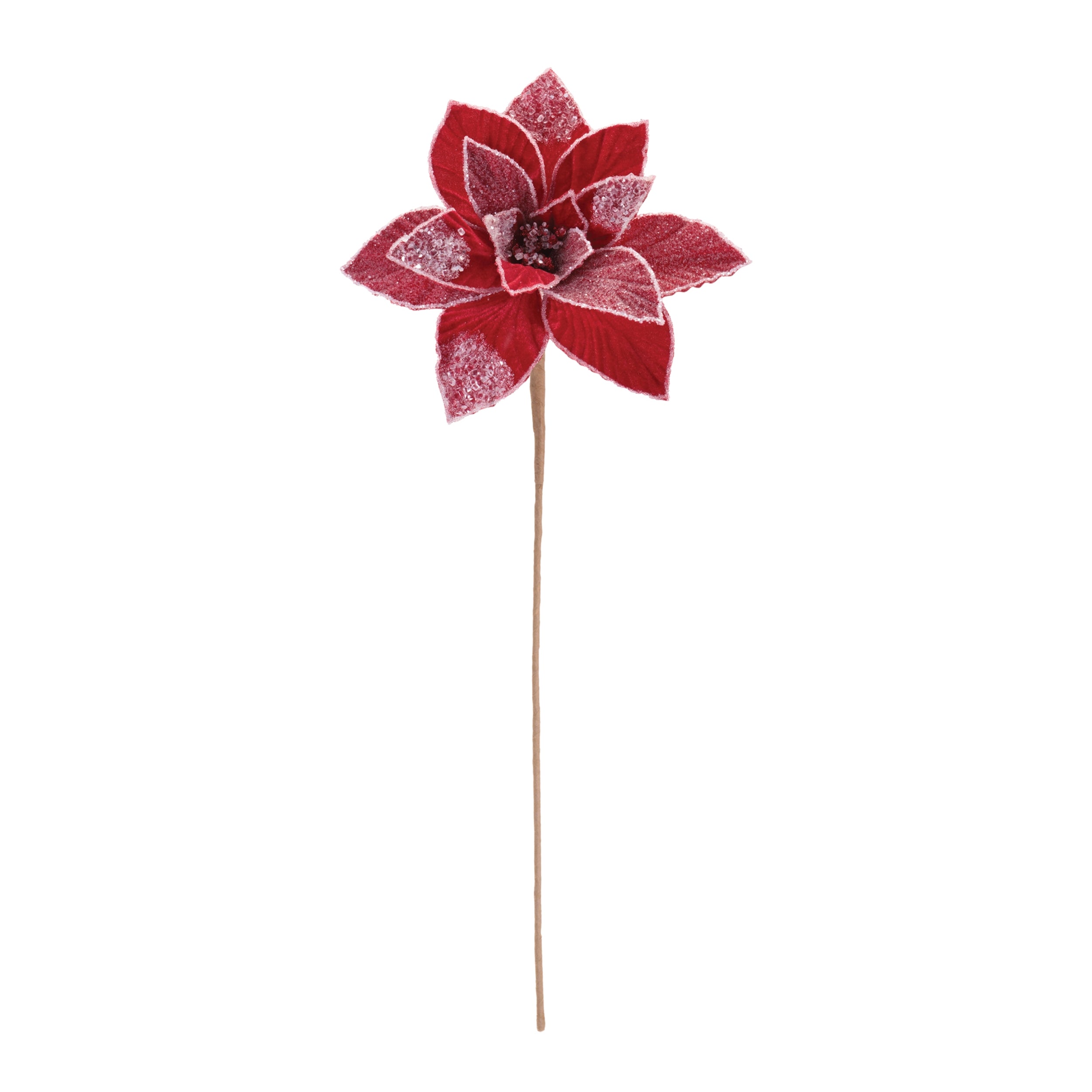 Beaded Poinsettia Flower Stem, Set of 2