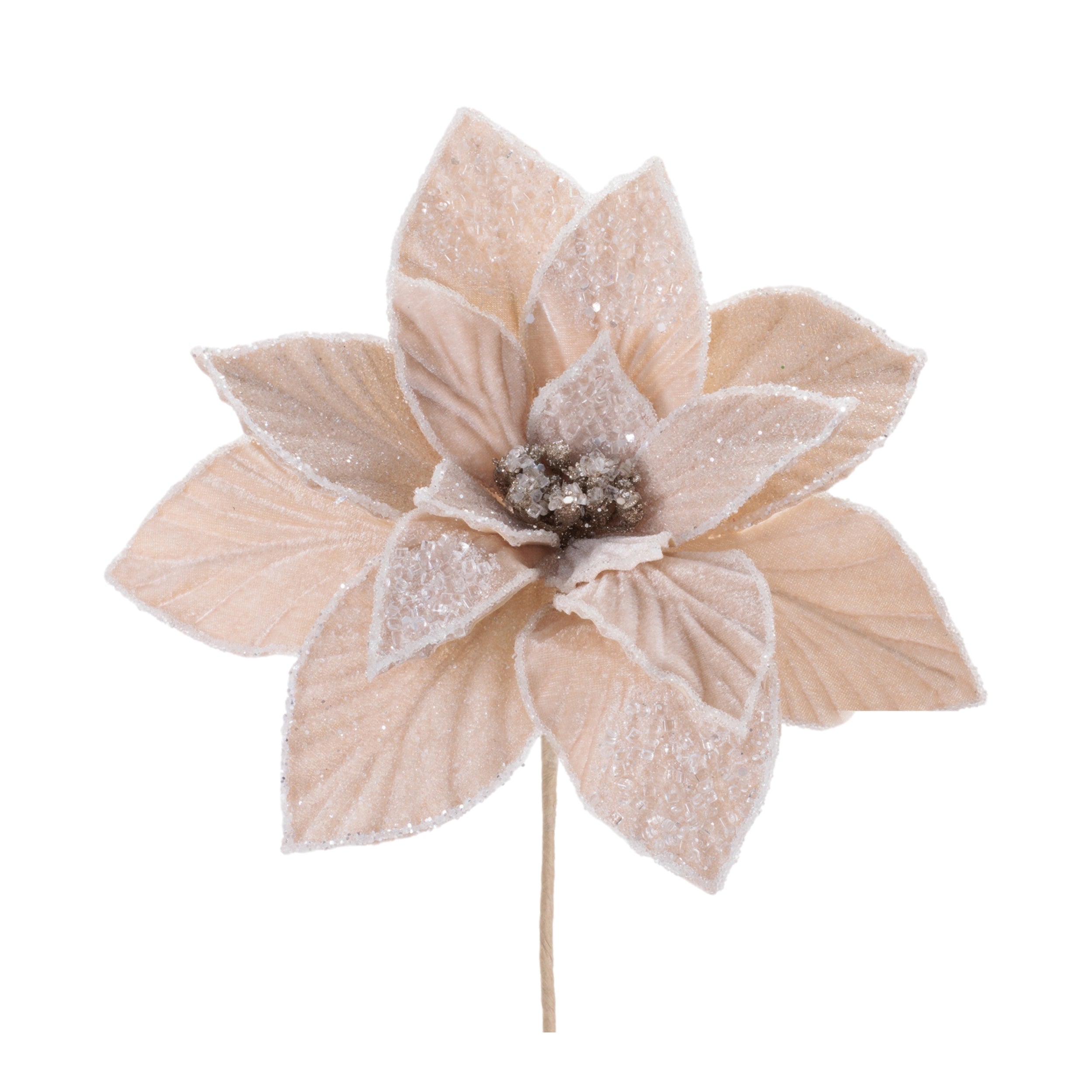 Beaded Poinsettia Flower Stem, Set of 4