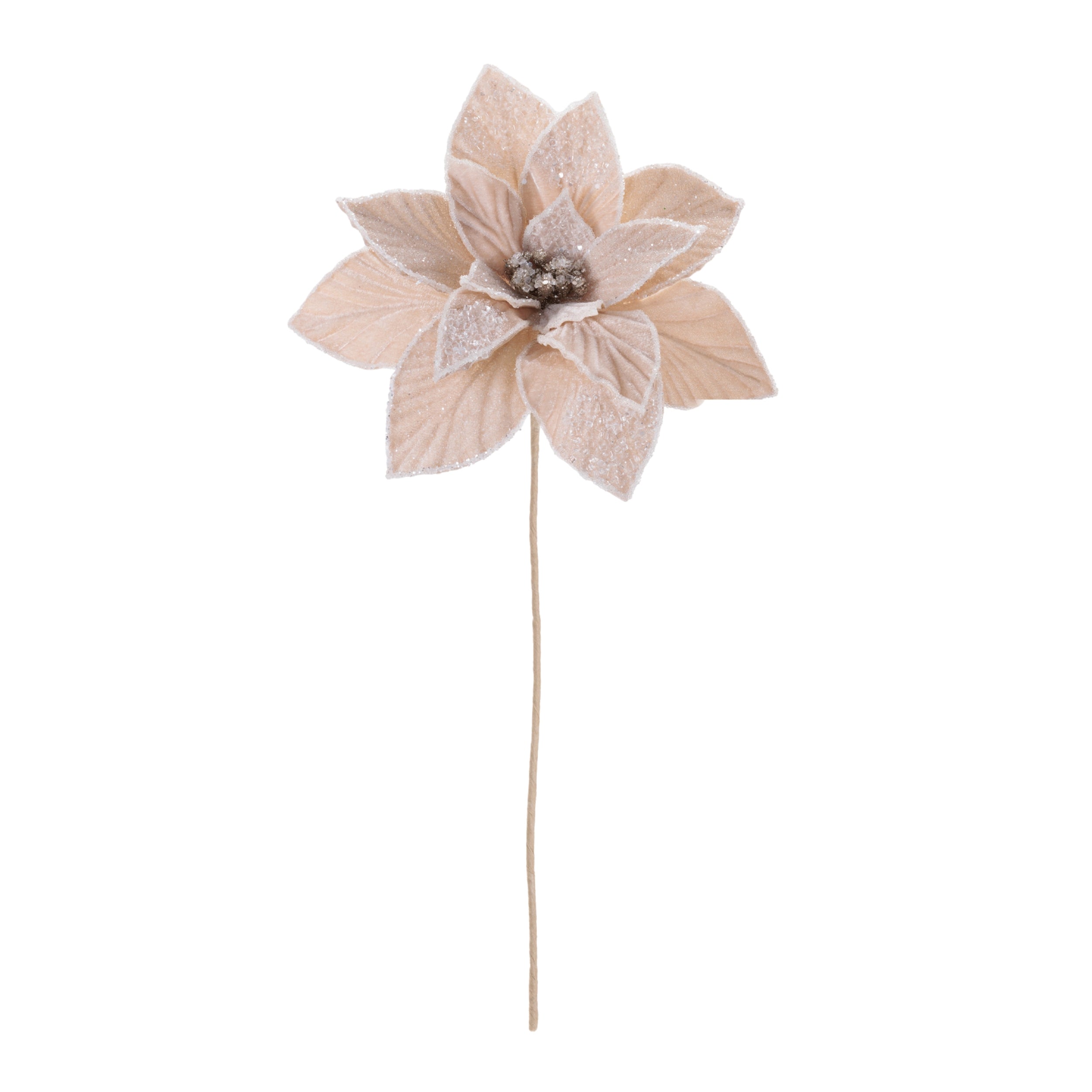 Beaded Poinsettia Flower Stem, Set of 4