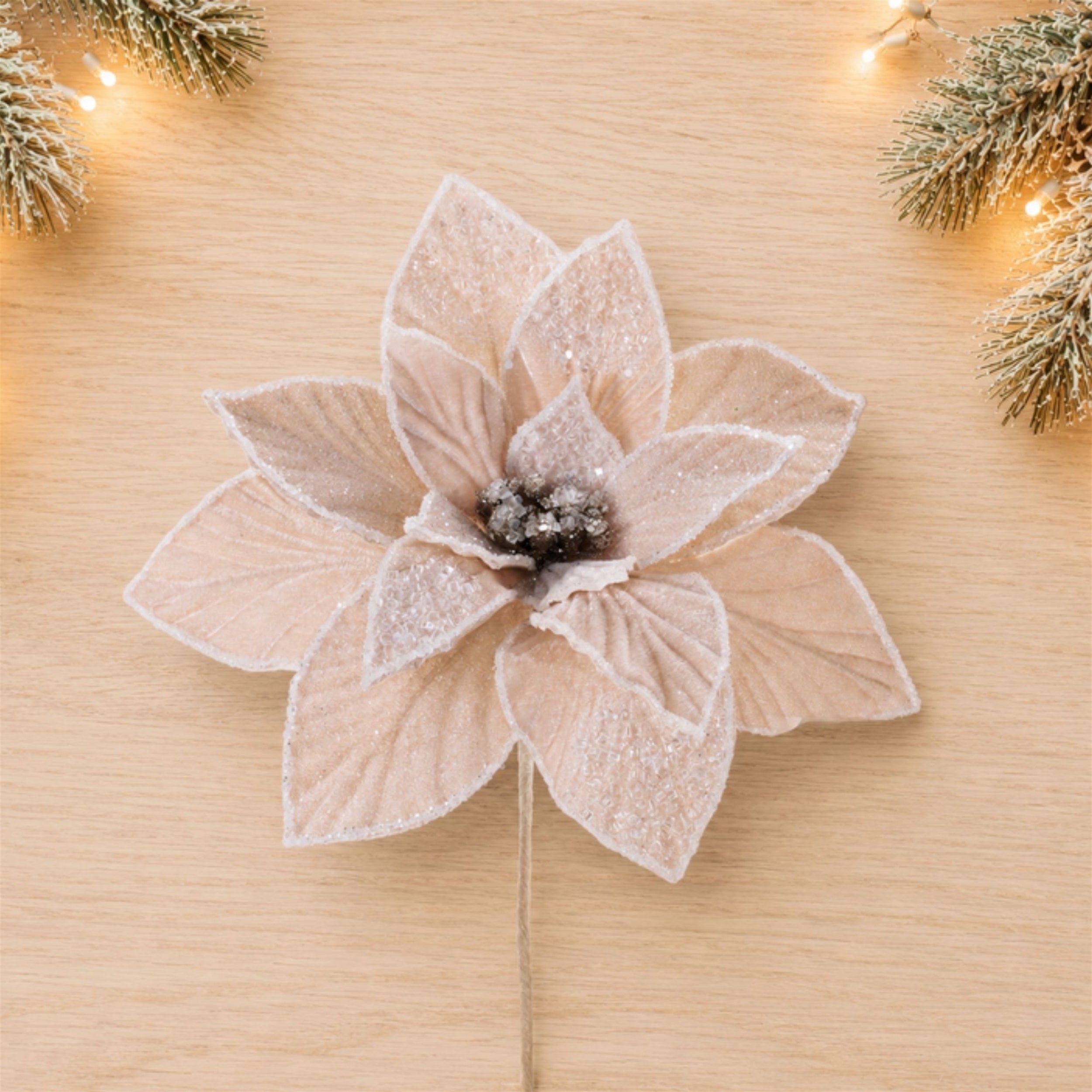 Beaded Poinsettia Flower Stem, Set of 4