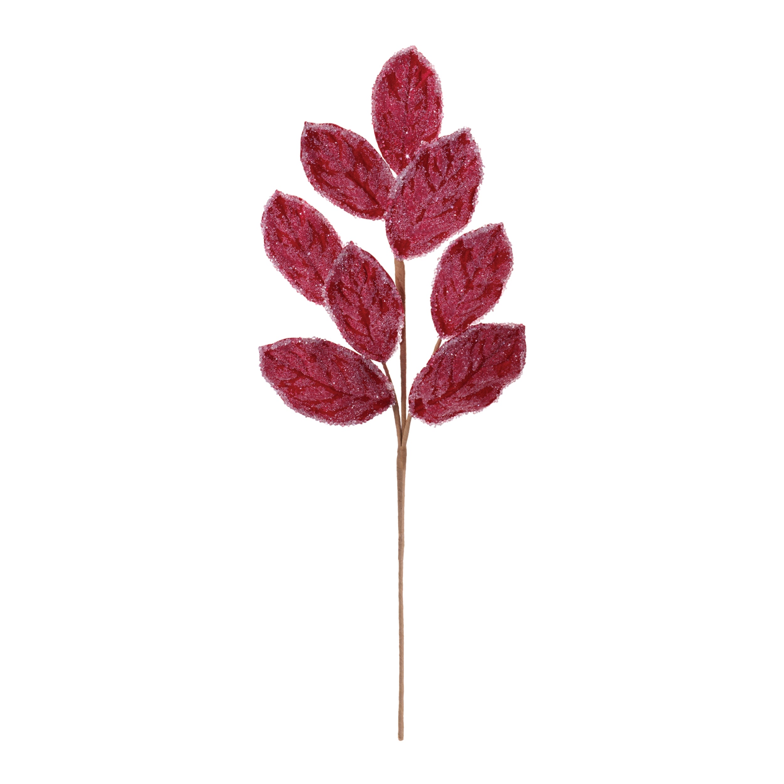 Beaded Magnolia Leaf Spray in Red, Set of 2