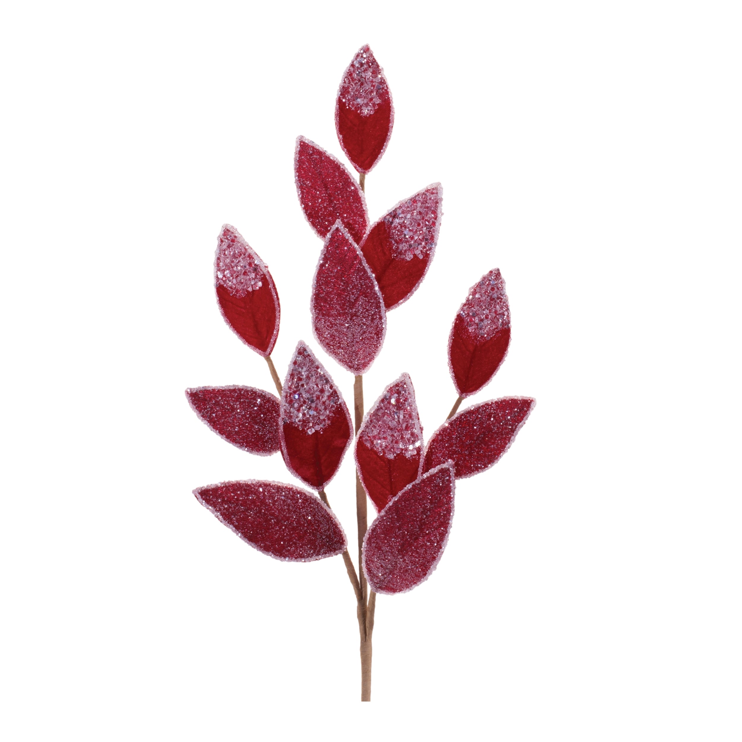 Beaded Leaf Spray in Red, Set of 2