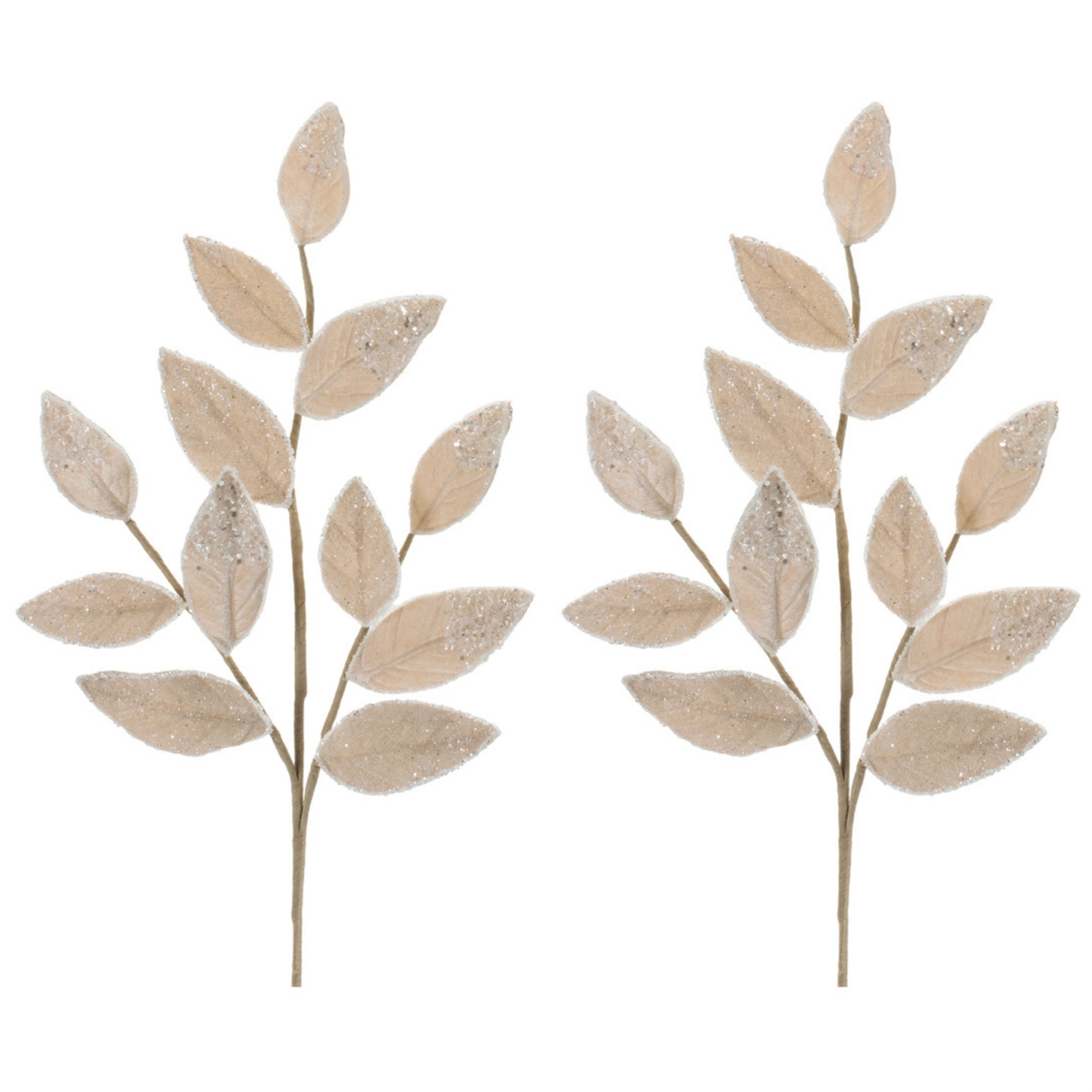 Beaded Leaf Spray in Cream, Set of 2