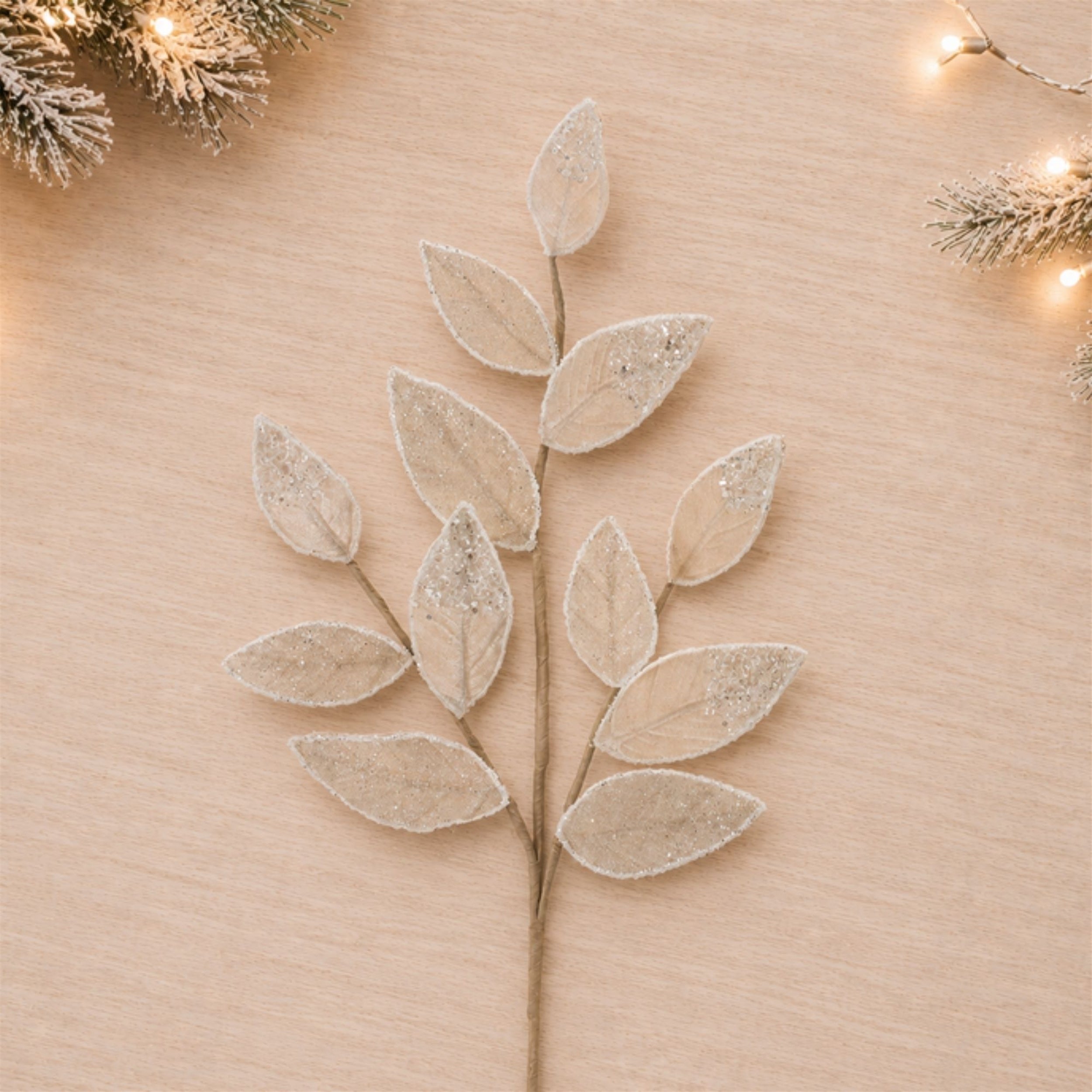 Beaded Leaf Spray in Cream, Set of 2