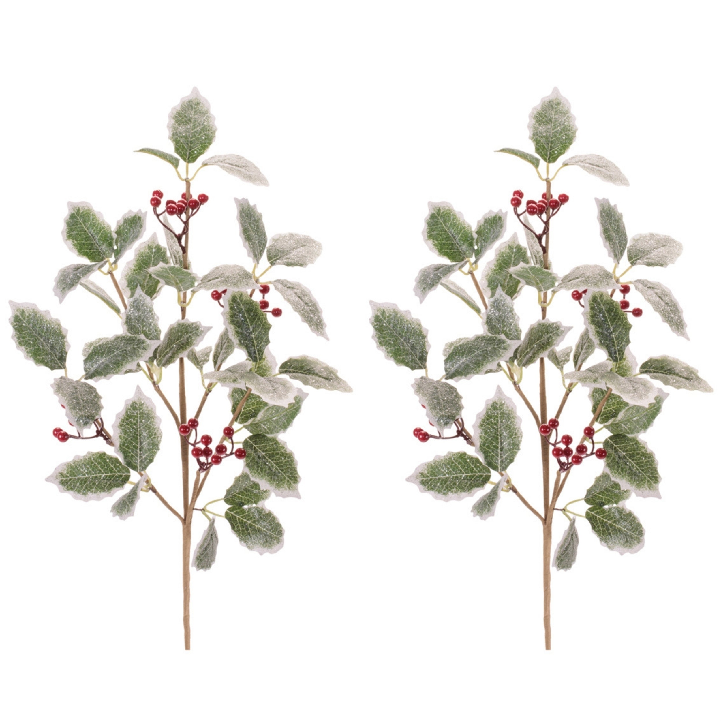 Holly Leaf and Berry Spray, Set of 2