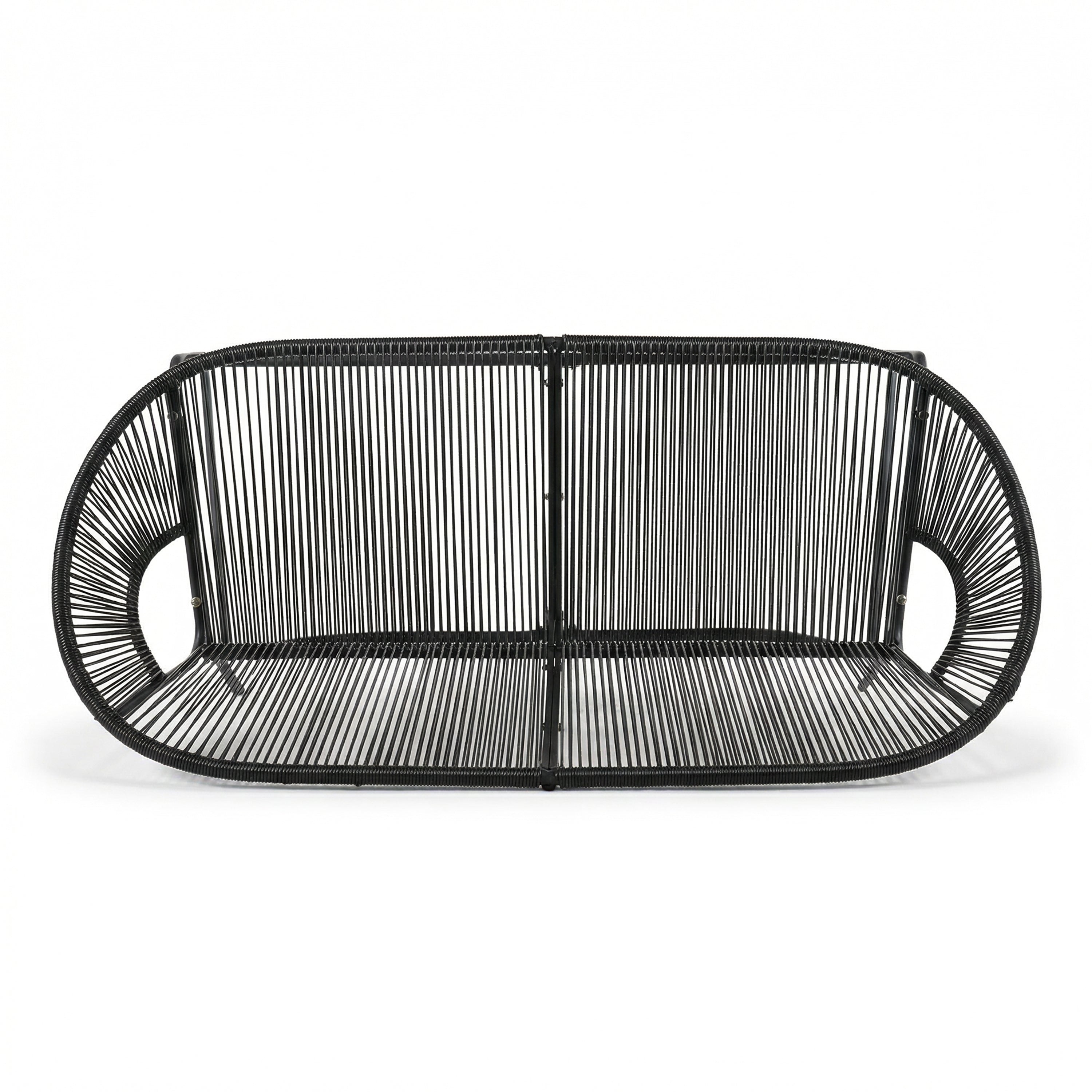 CONDESSA OUTDOOR PATIO WICKER LOVE SEAT, GREEN PE RATTAN & IRON FRAME, SET OF 1