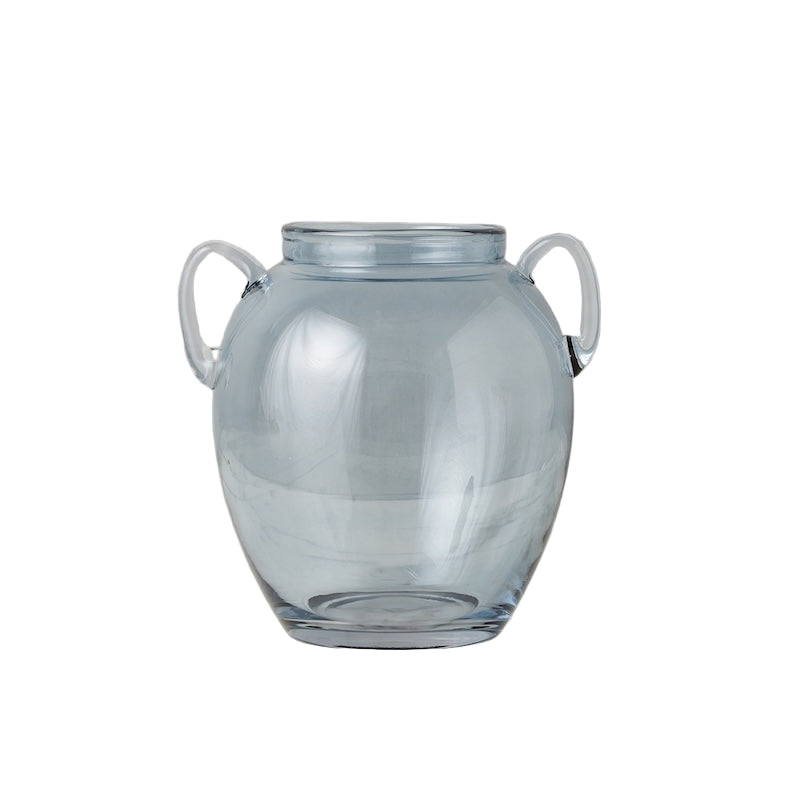Glass Amphora Flower Vase, Denim Blue