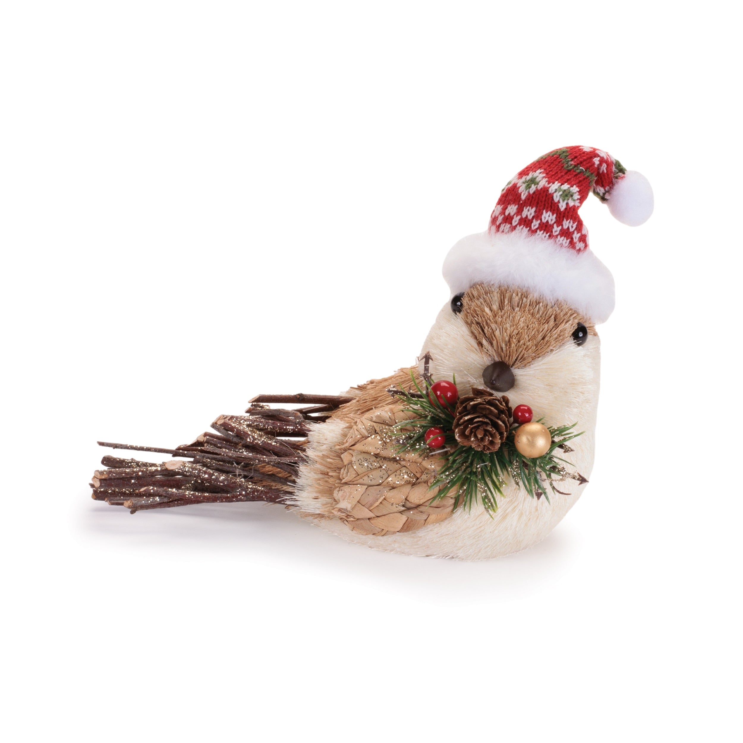 Winter Bird Figurines with Knit Hats and Scarves, Set of 2