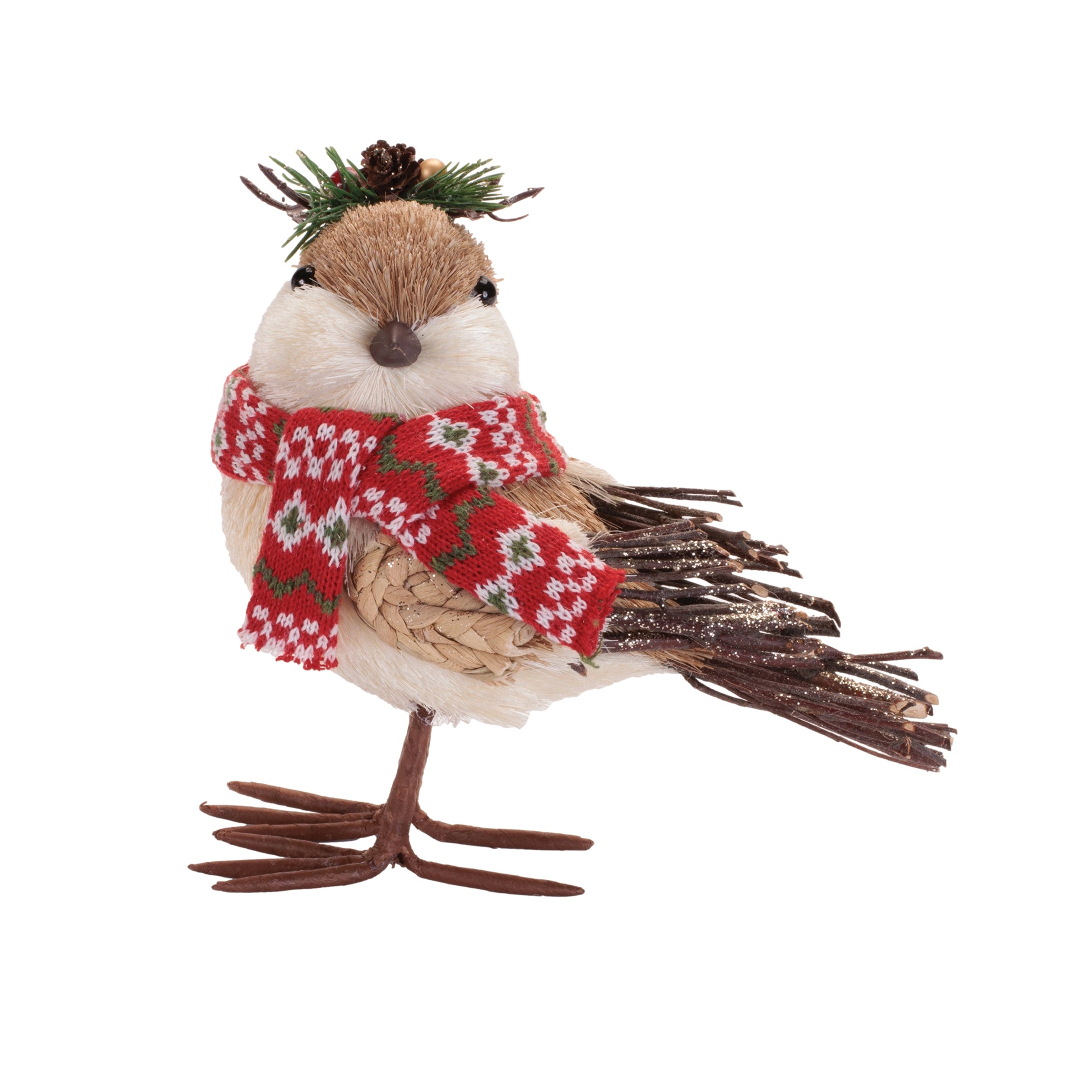 Winter Bird Figurines with Knit Hats and Scarves, Set of 2
