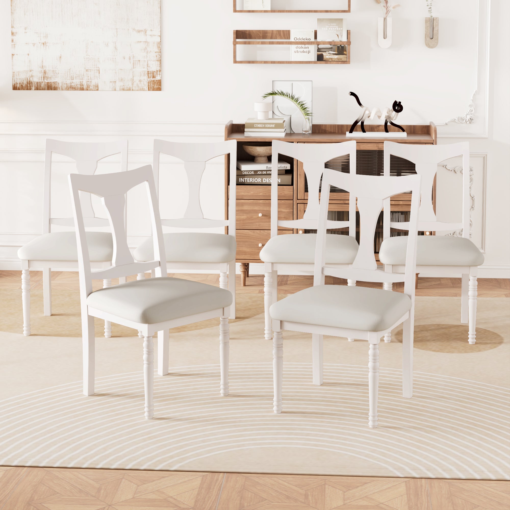 Rustic Farmhouse 7 Piece Dining Set with Turned Leg Extendable Dining Table