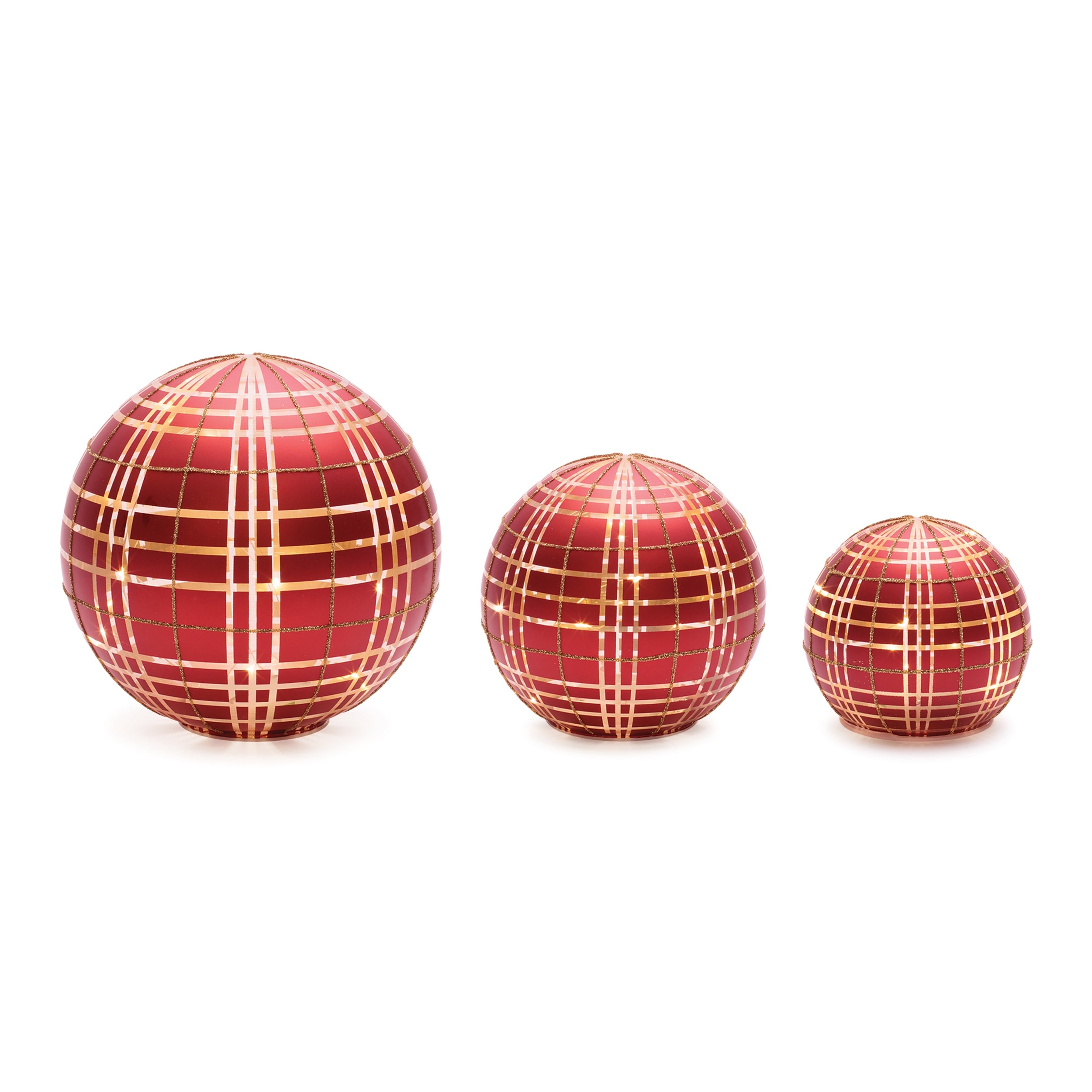 LED Frosted Plaid Globe, Set of 2