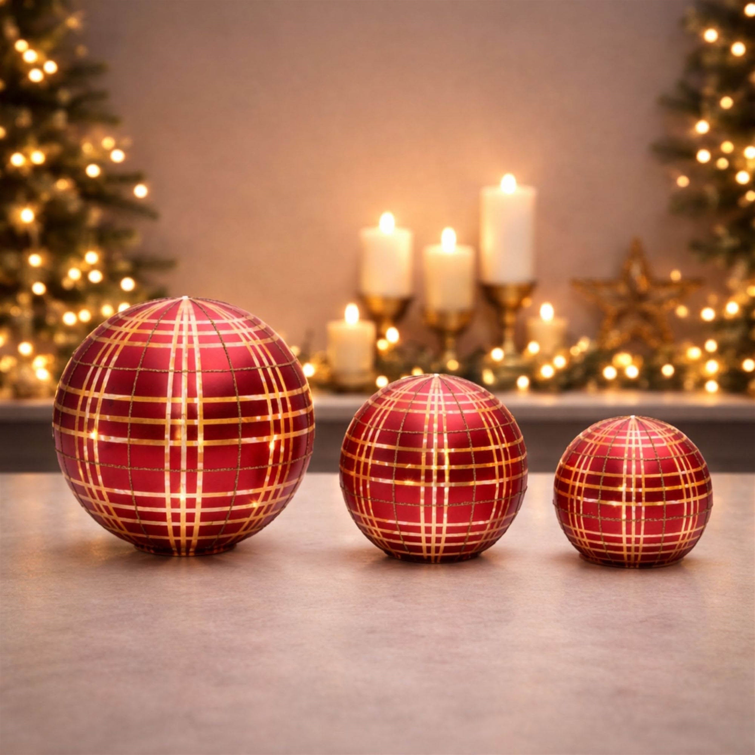 LED Frosted Plaid Globe, Set of 2