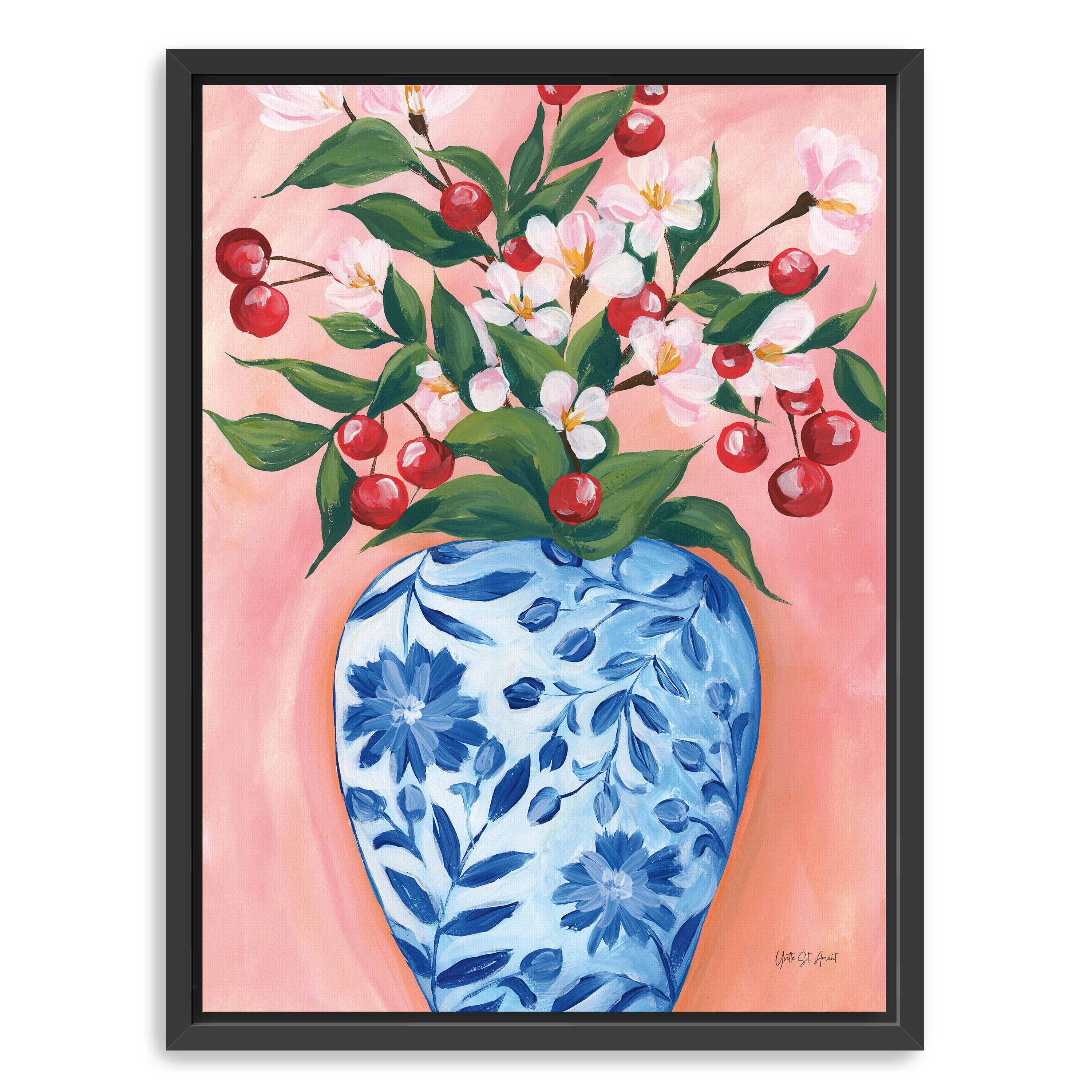 Blooming Cherry Vase Canvas Giclee