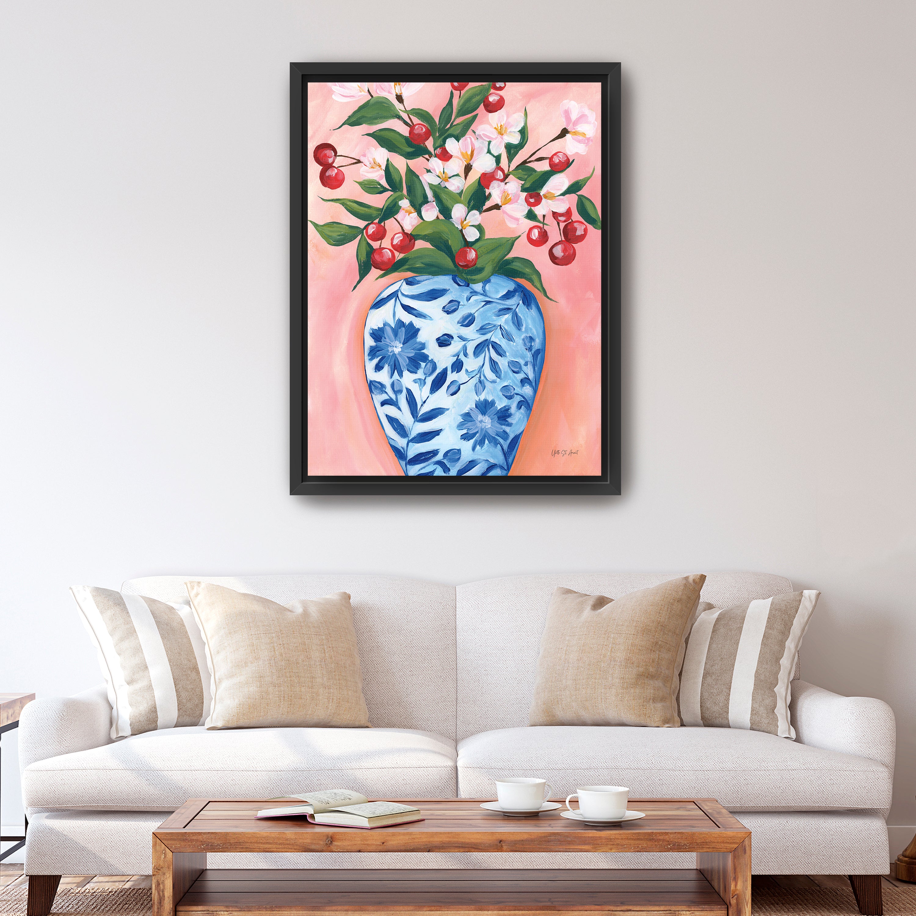 Blooming Cherry Vase Canvas Giclee