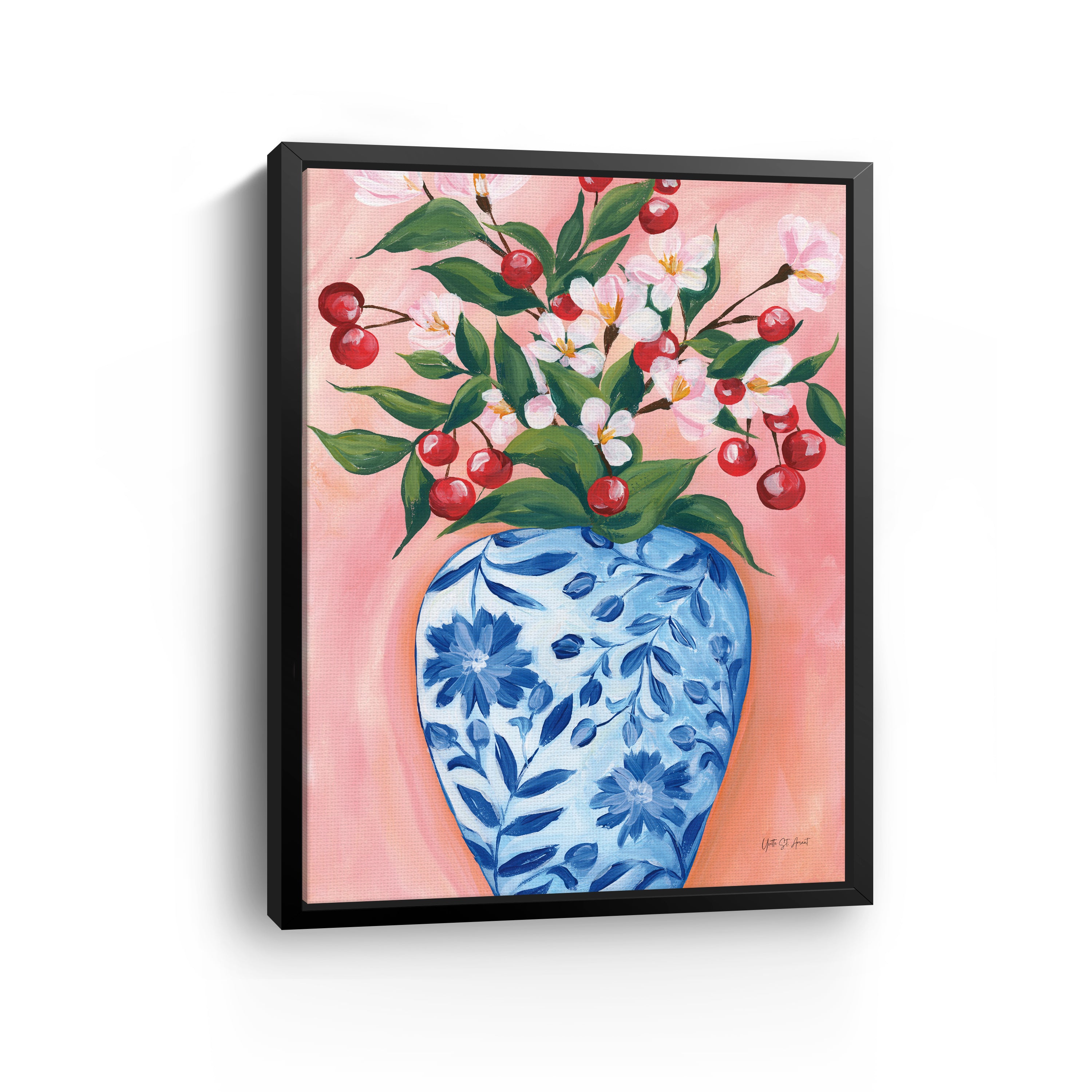 Blooming Cherry Vase Canvas Giclee