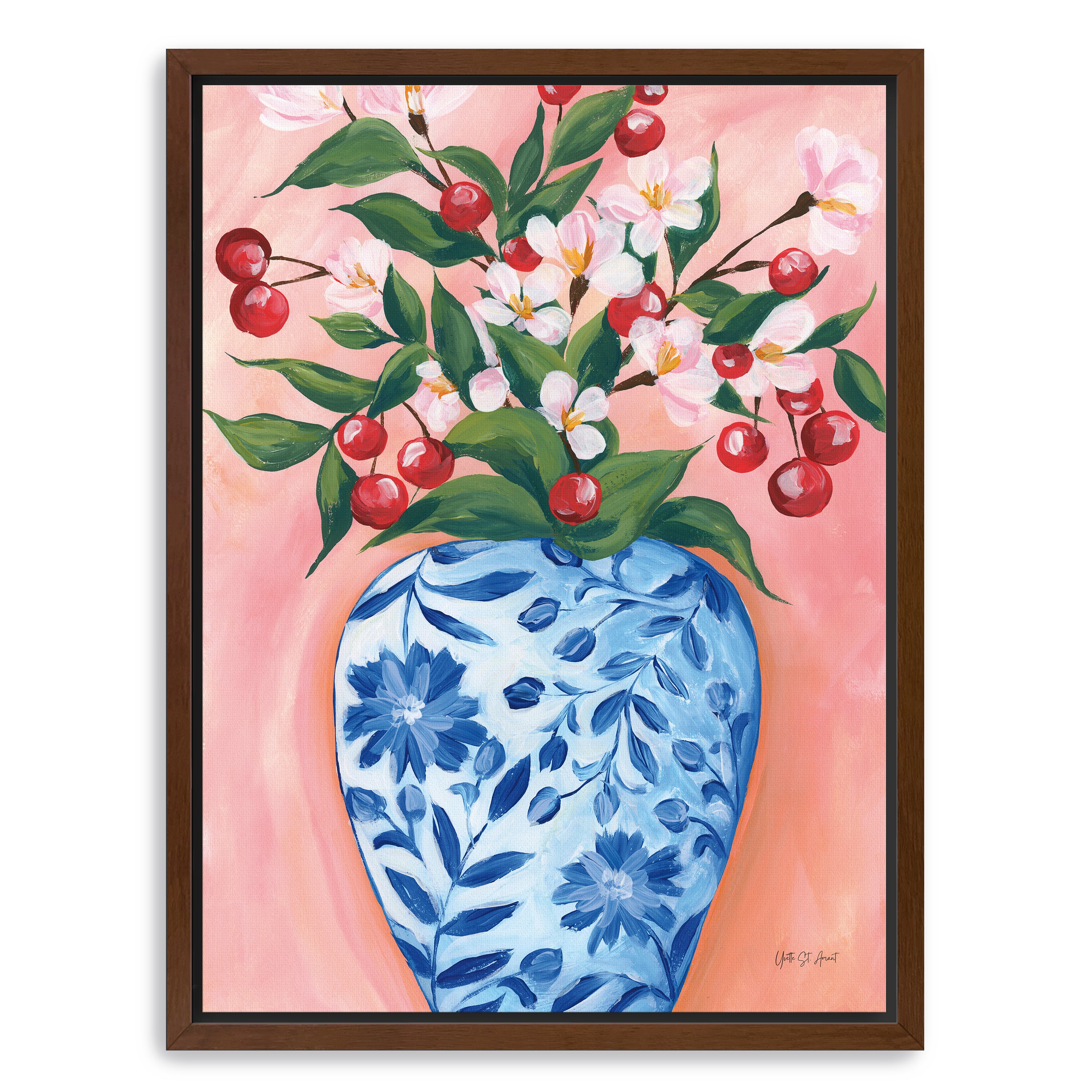 Blooming Cherry Vase Canvas Giclee