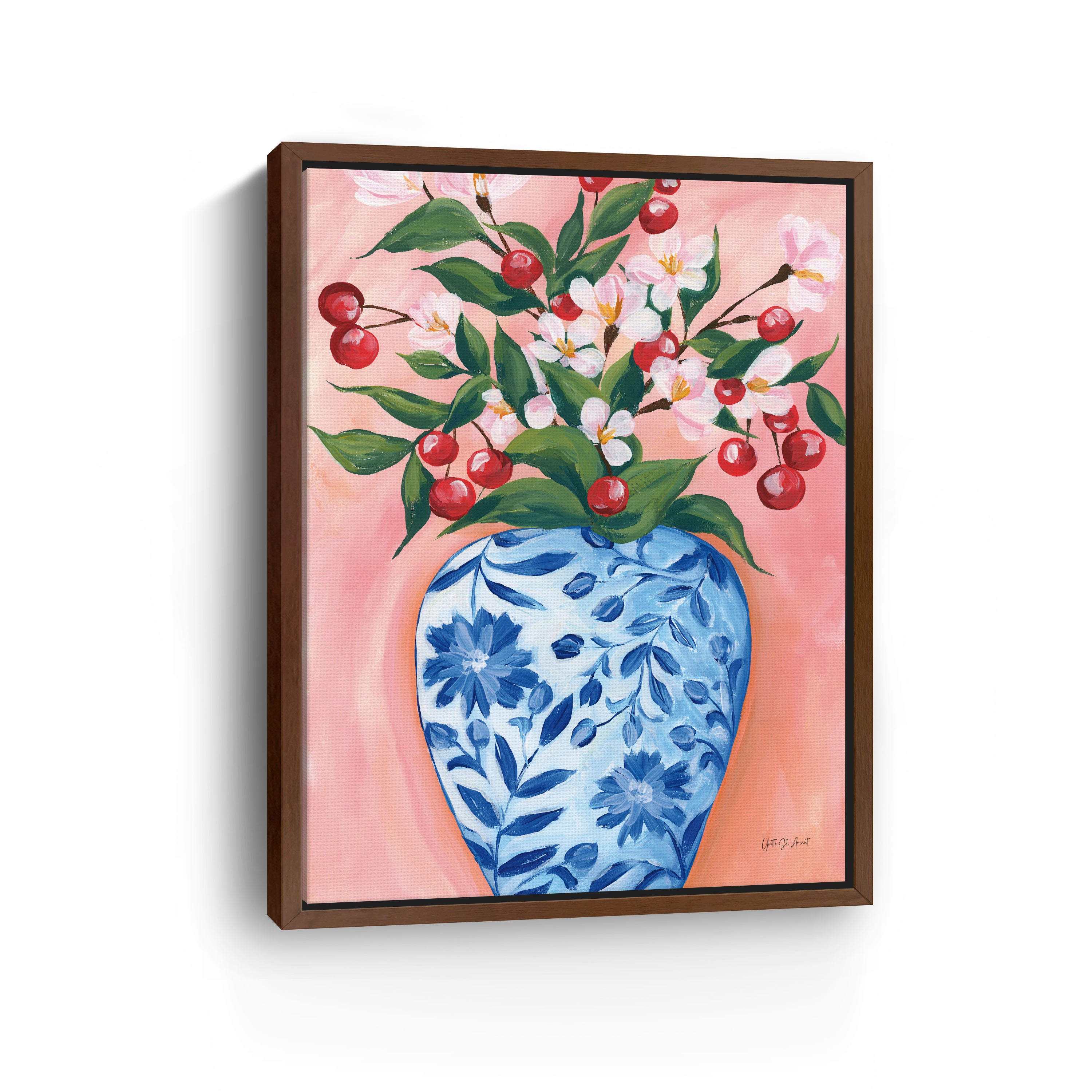 Blooming Cherry Vase Canvas Giclee