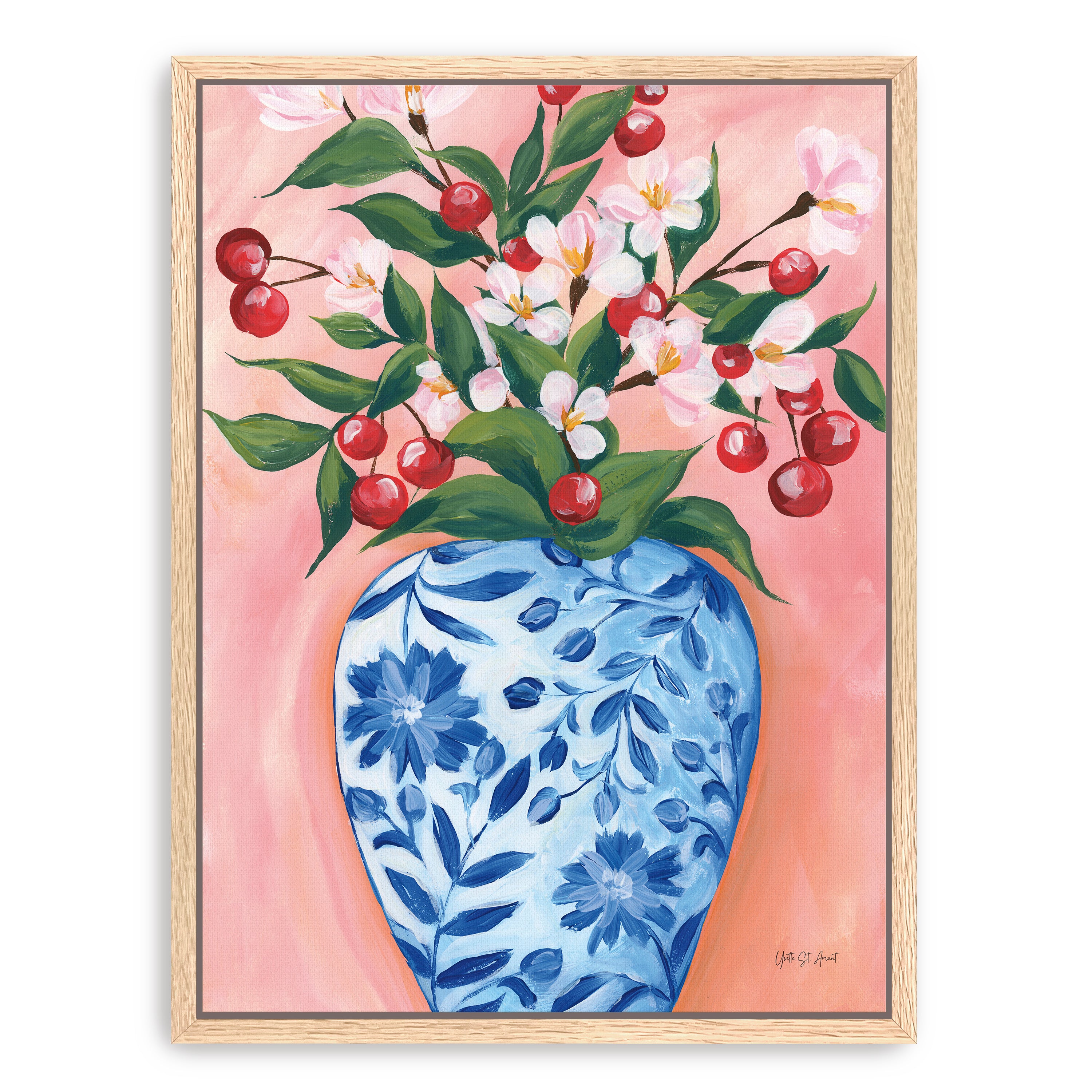 Blooming Cherry Vase Canvas Giclee