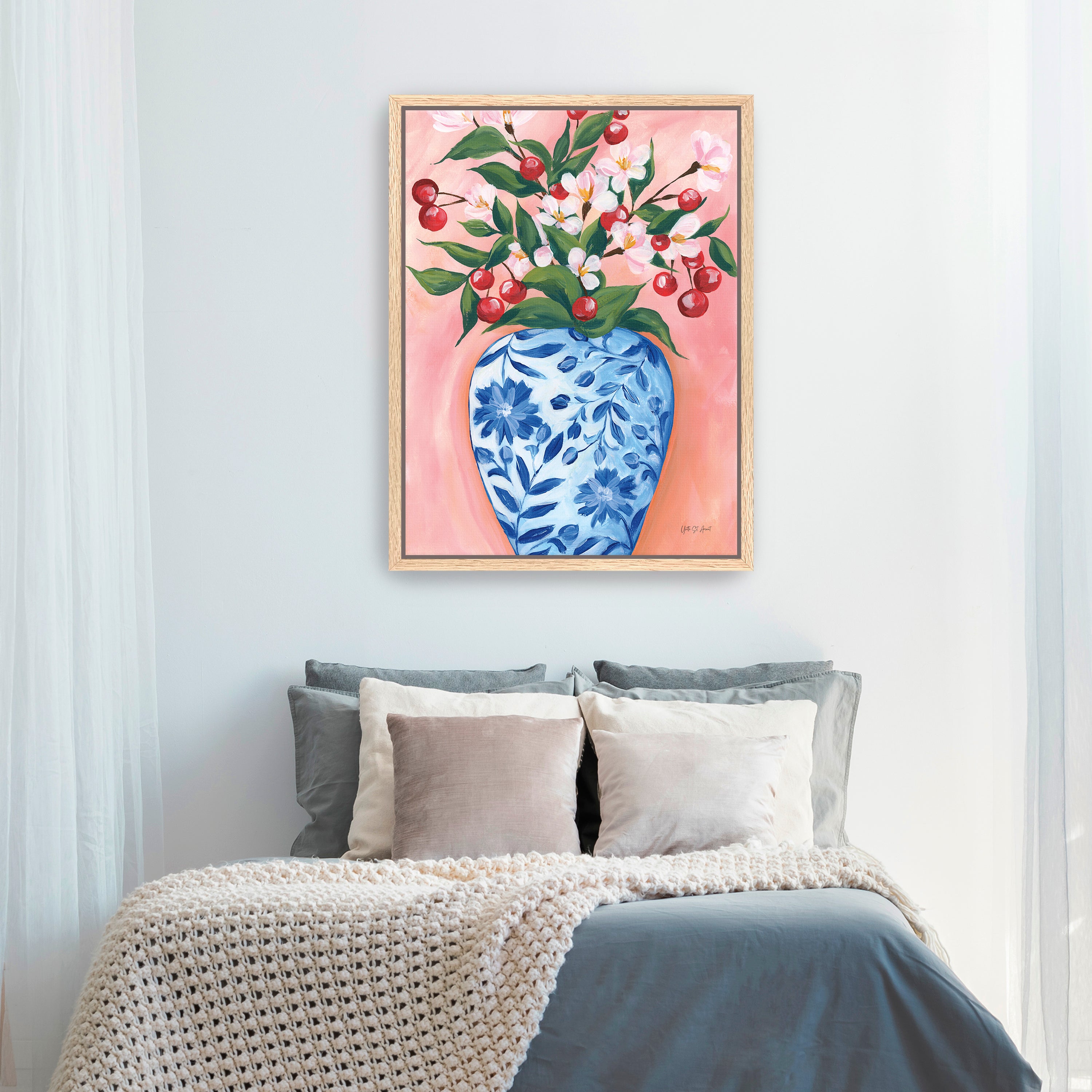 Blooming Cherry Vase Canvas Giclee