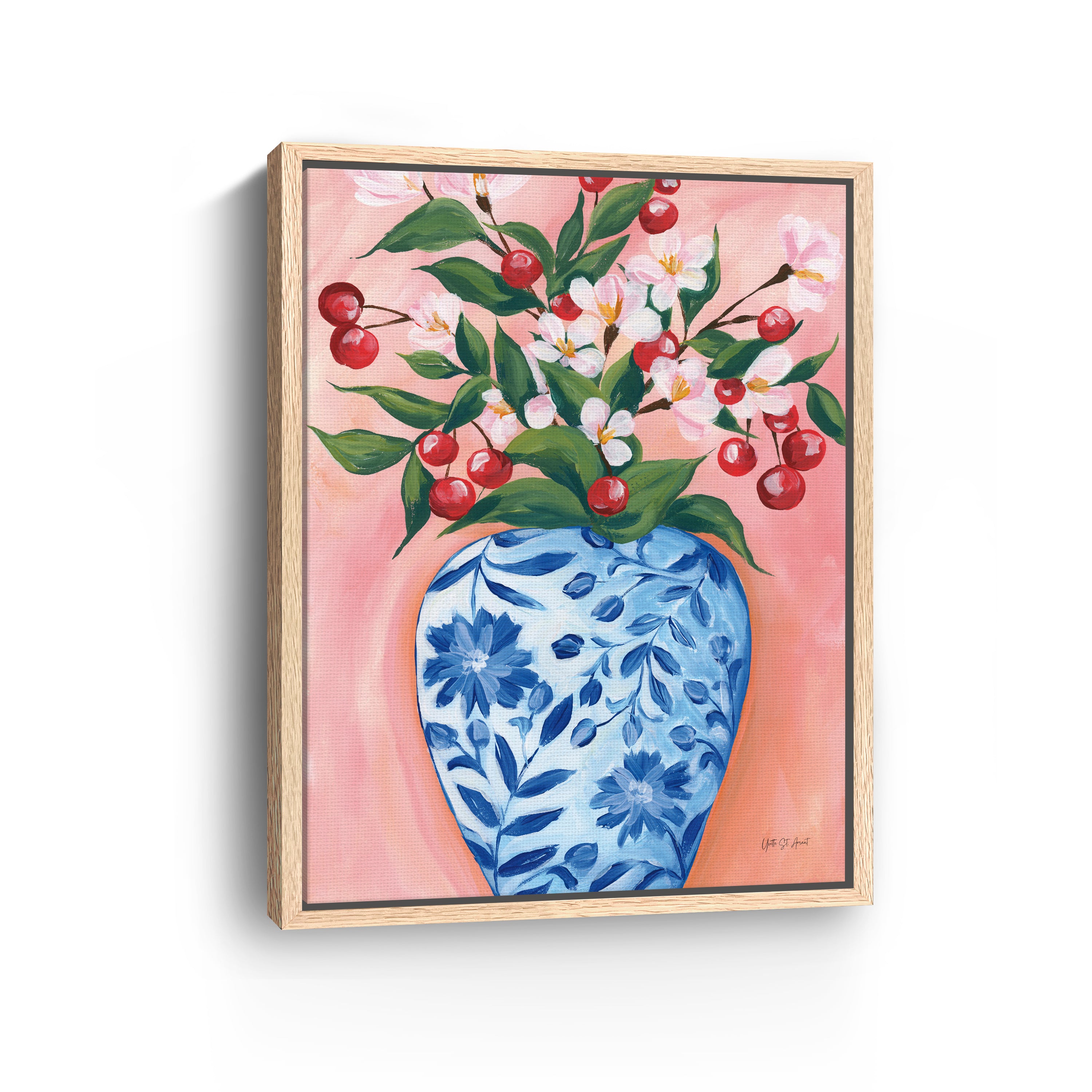 Blooming Cherry Vase Canvas Giclee