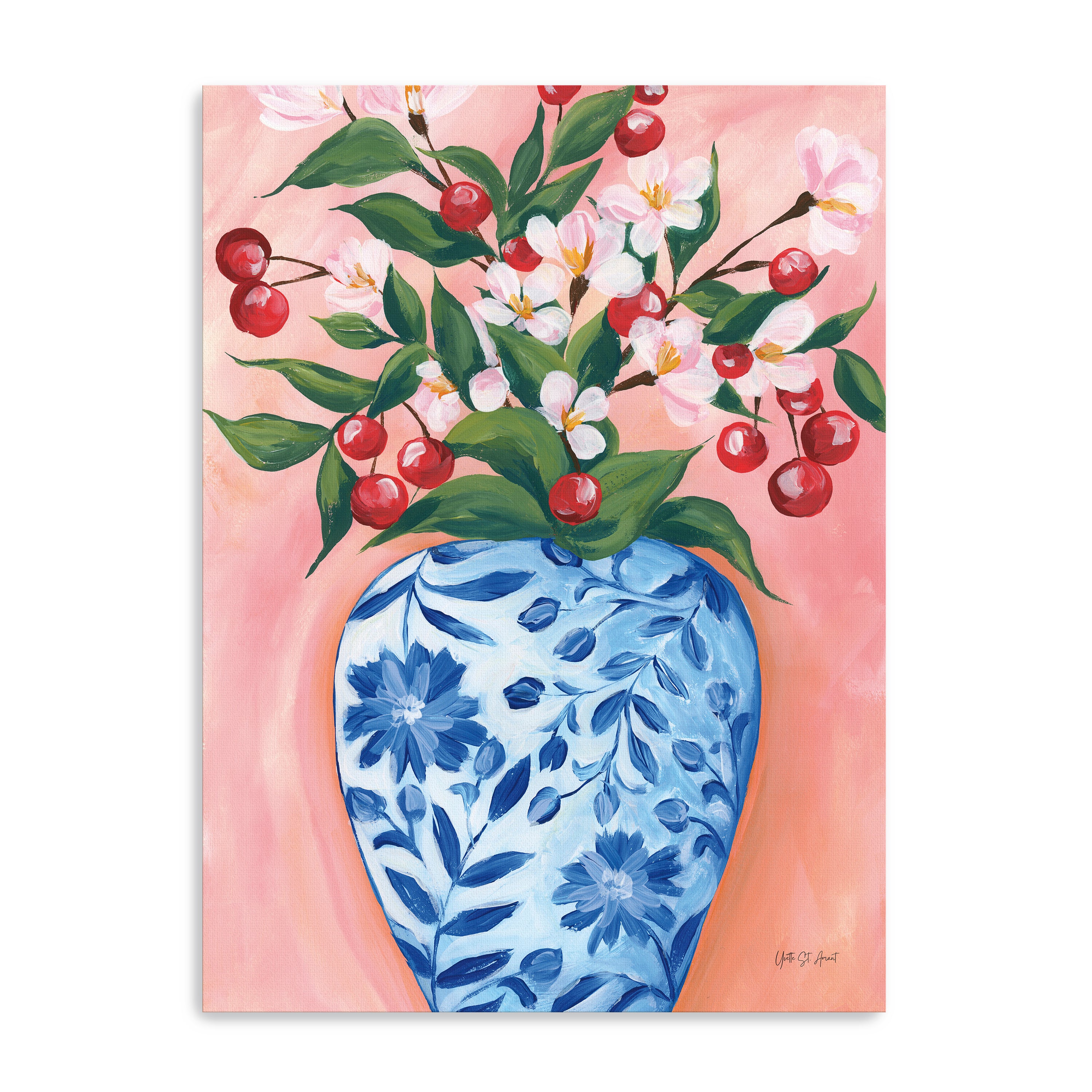 Blooming Cherry Vase Canvas Giclee