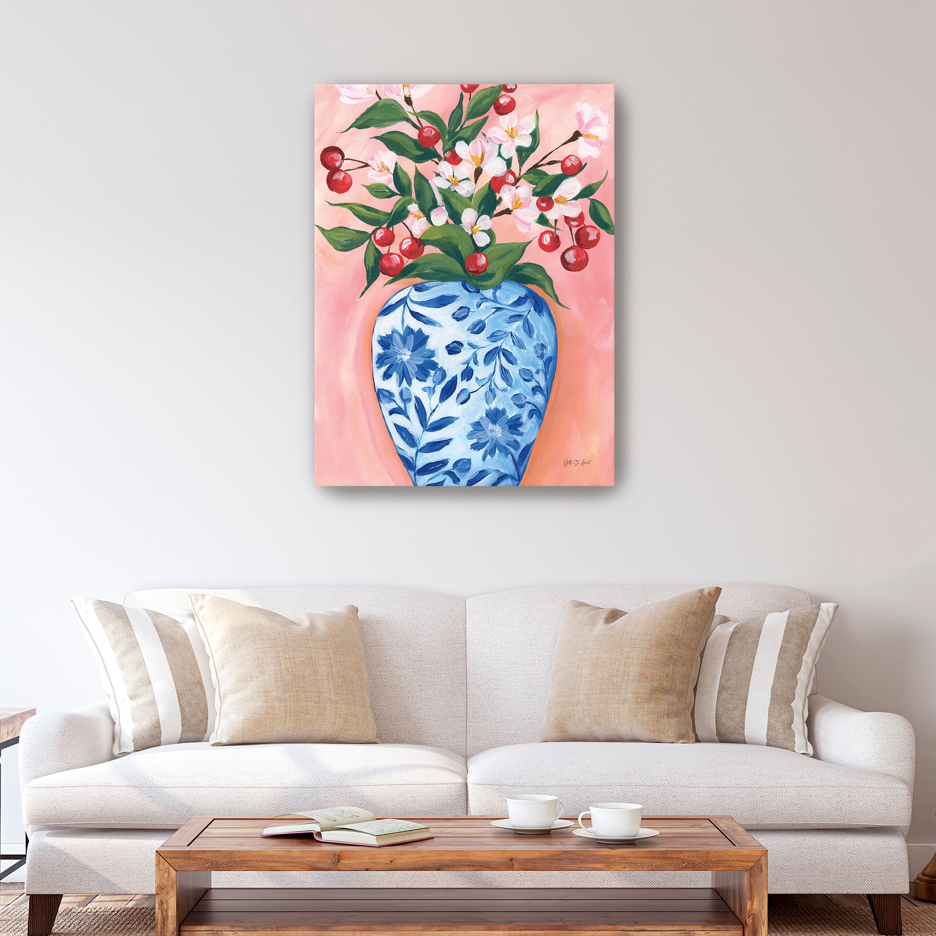 Blooming Cherry Vase Canvas Giclee