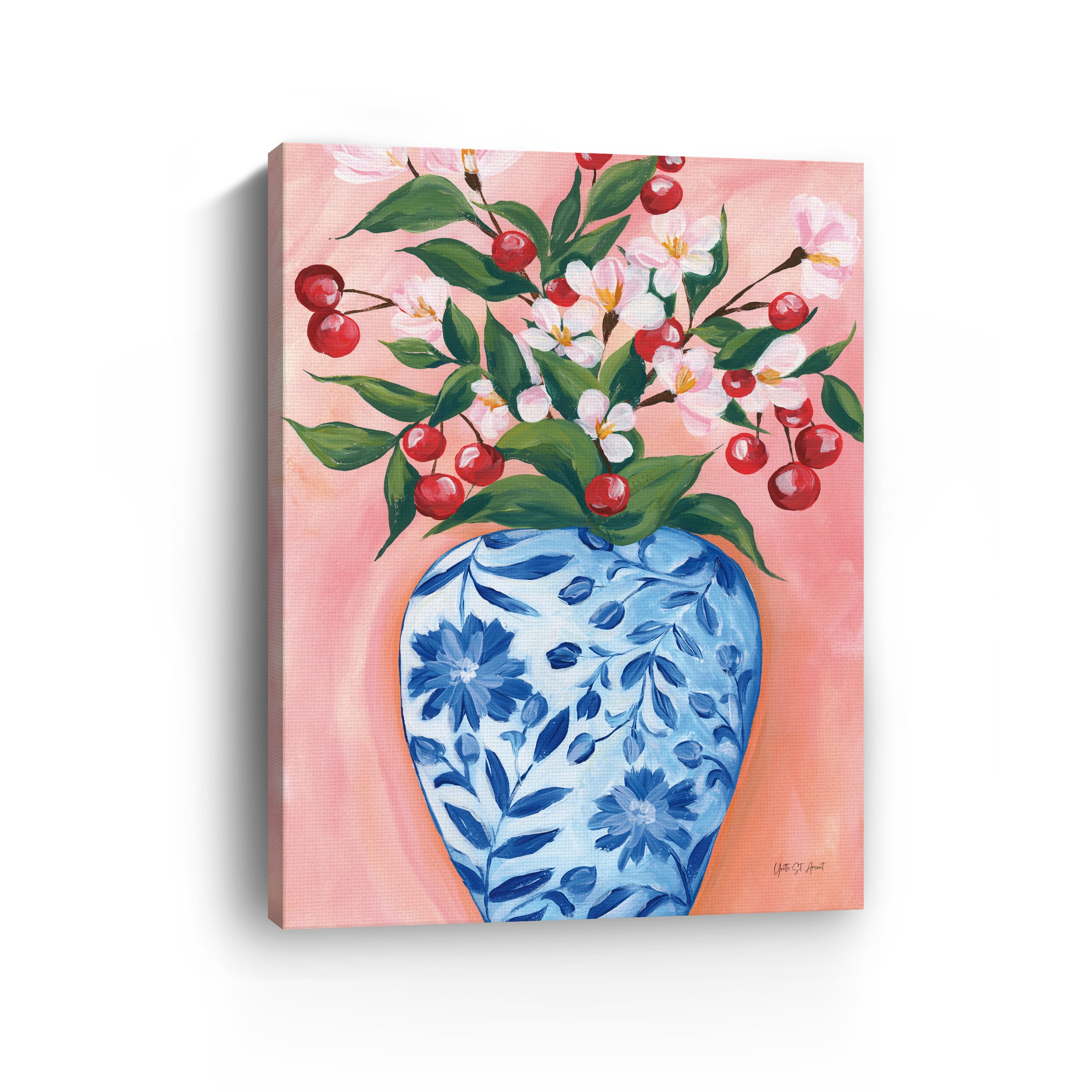 Blooming Cherry Vase Canvas Giclee