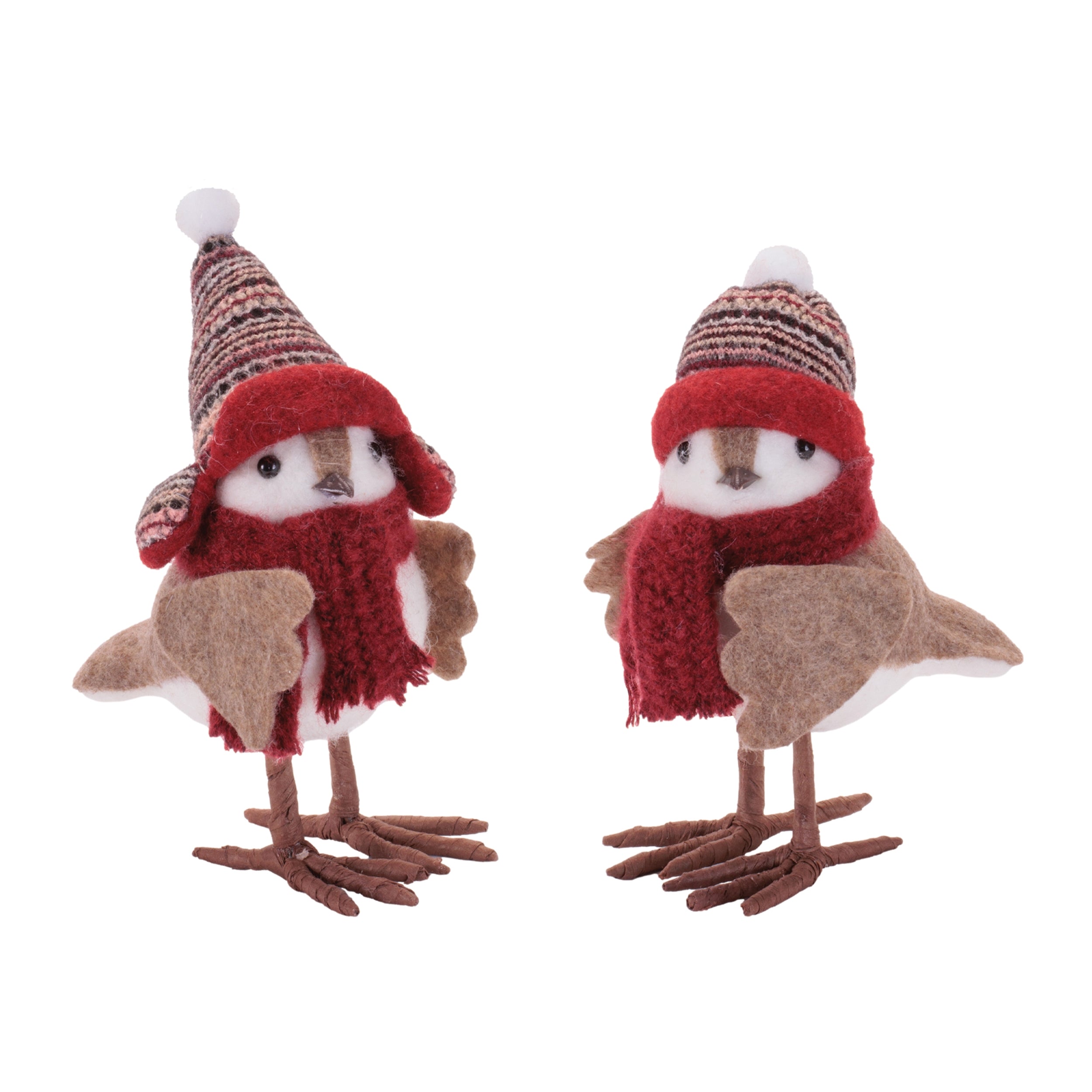 Bird with Hat and Scarf Shelf Sitter, Set of 2