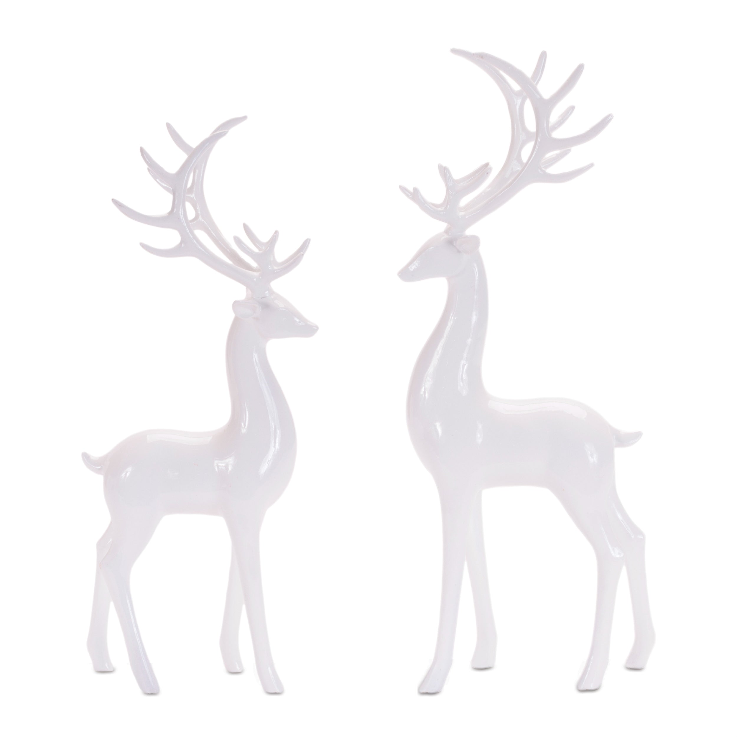 Standing Winter Deer Figurines, Set of 2