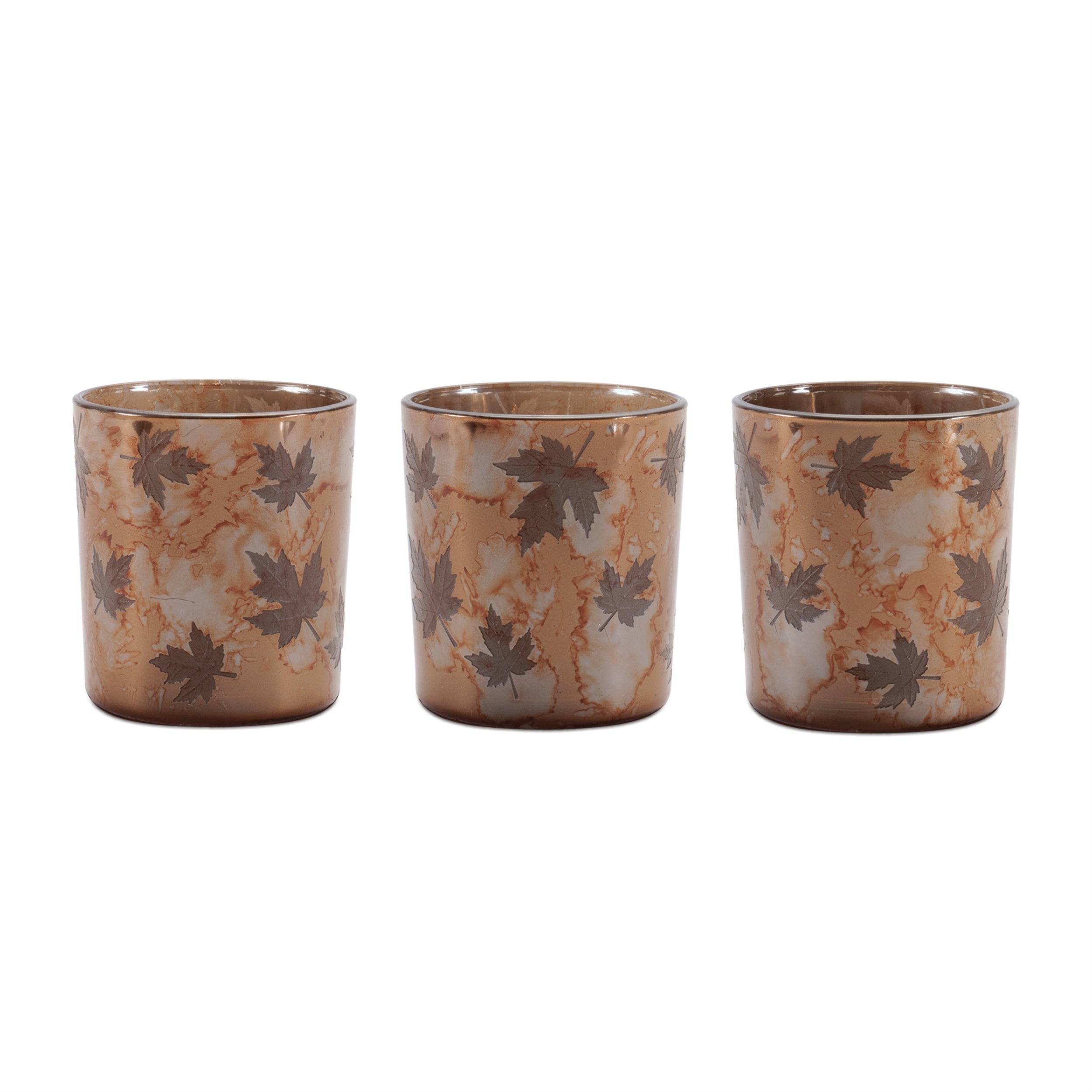 Autumn Leaf Glass Votive Holder, Set of 3