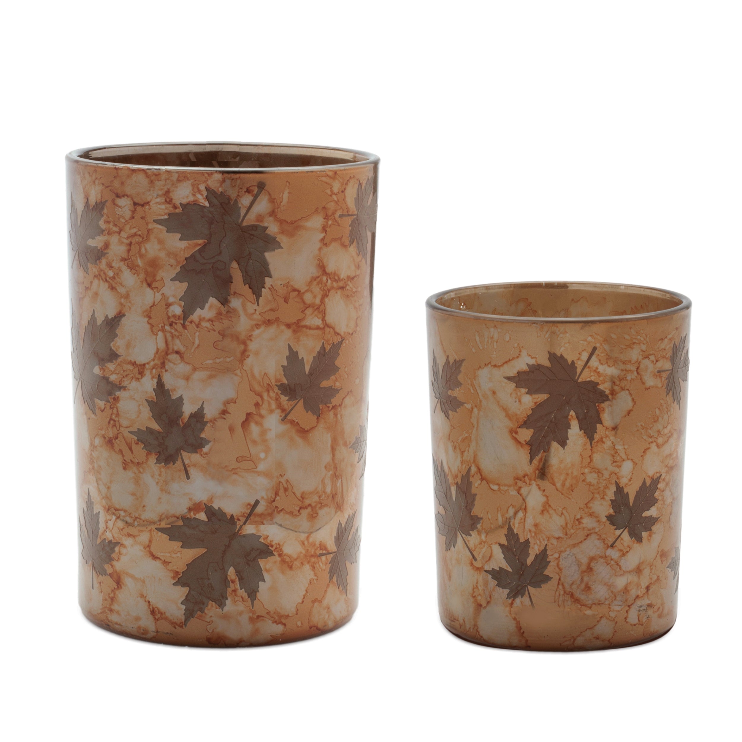 Autumn Leaf Glass Candle Holder, Set of 3
