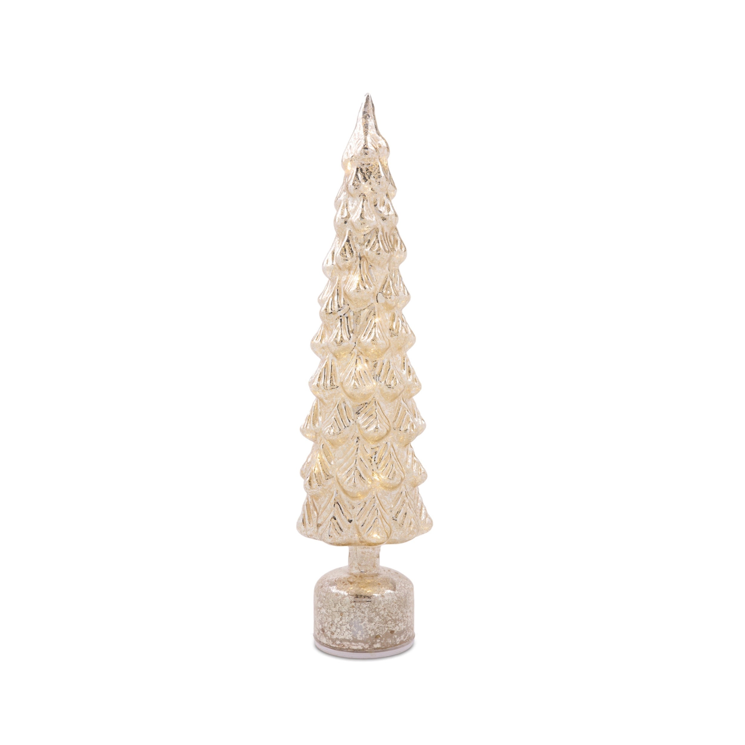 LED Mercury Glass Rotating Pine Tree, Set of 2