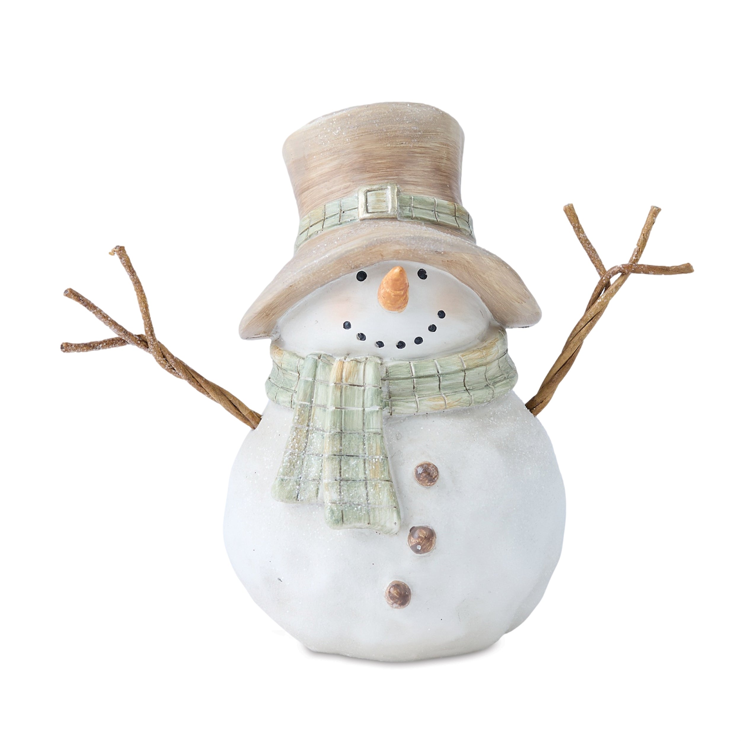 Glittered Snowman Figurine 5.8"H, Set of 2