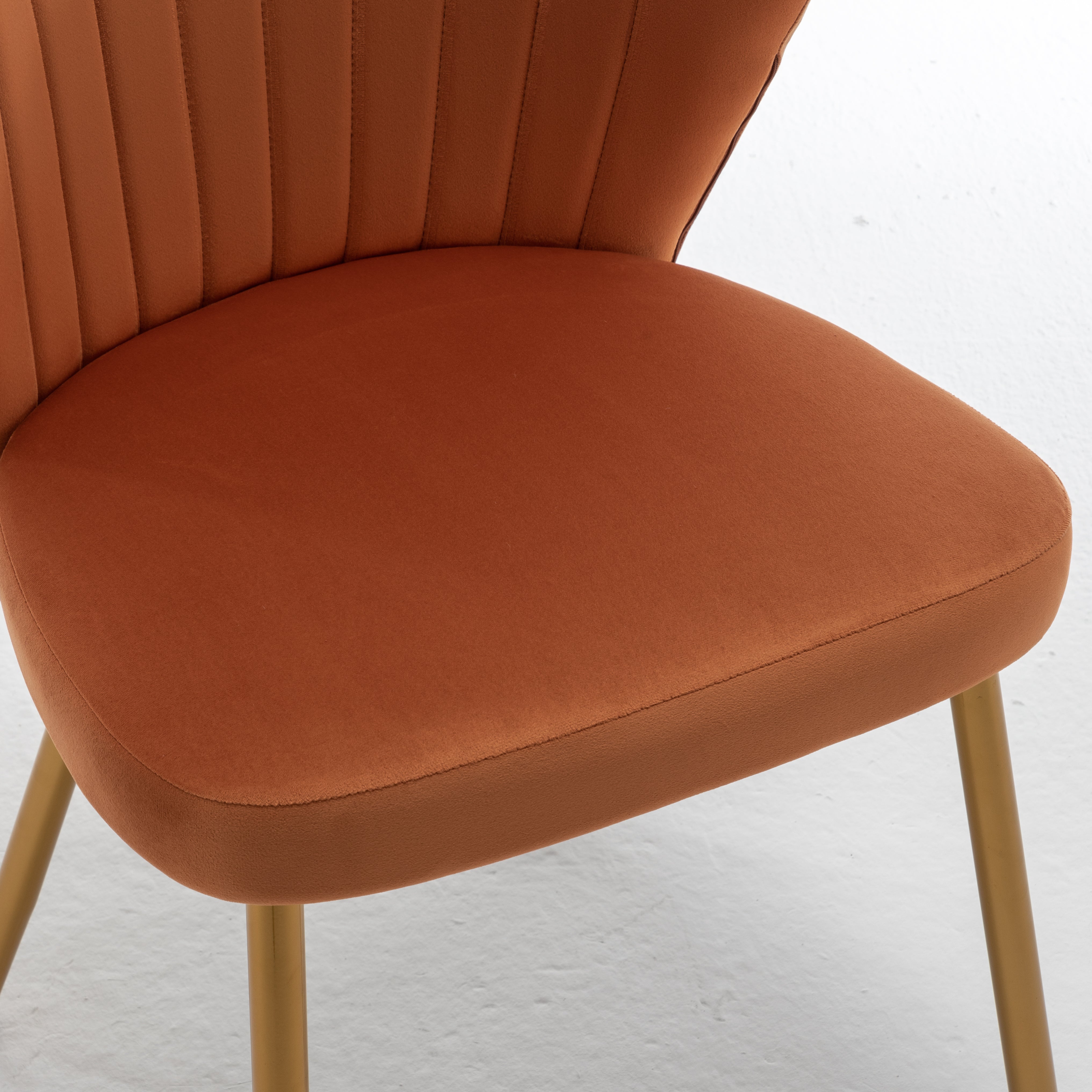 Modern Velvet Armless Accent Chair, Channel Tufted Dining Chair with Gold Metal Legs, Upholstered Side Chair for Living Room Bedroom Small Spaces